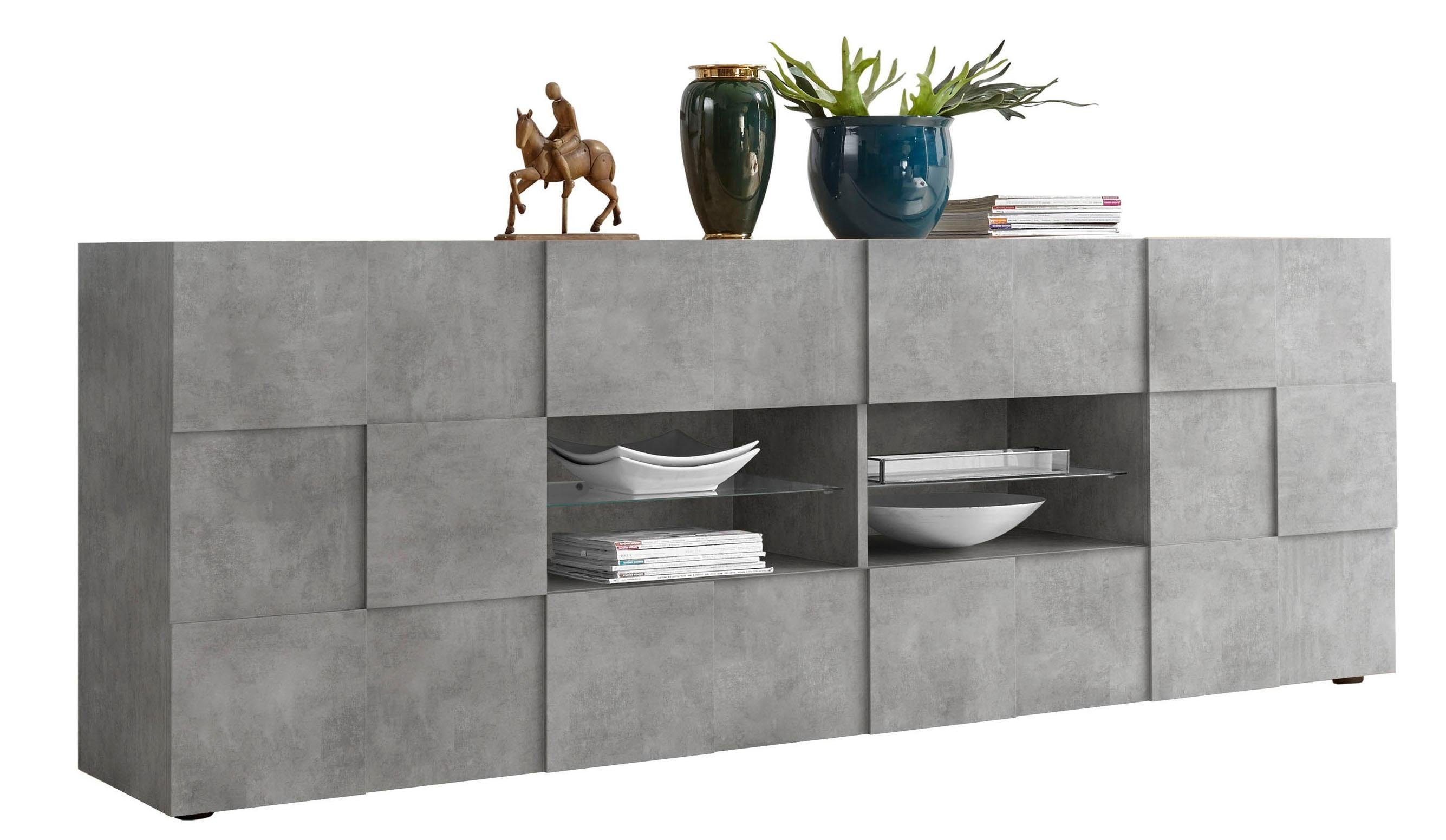 Home affaire Sideboard "Dama Breite 241, Kommode 2 Türen u. 4 Schubkästen, Anrichte" Front in 3D-Optik, viel Stauraum, verschiedene Farben