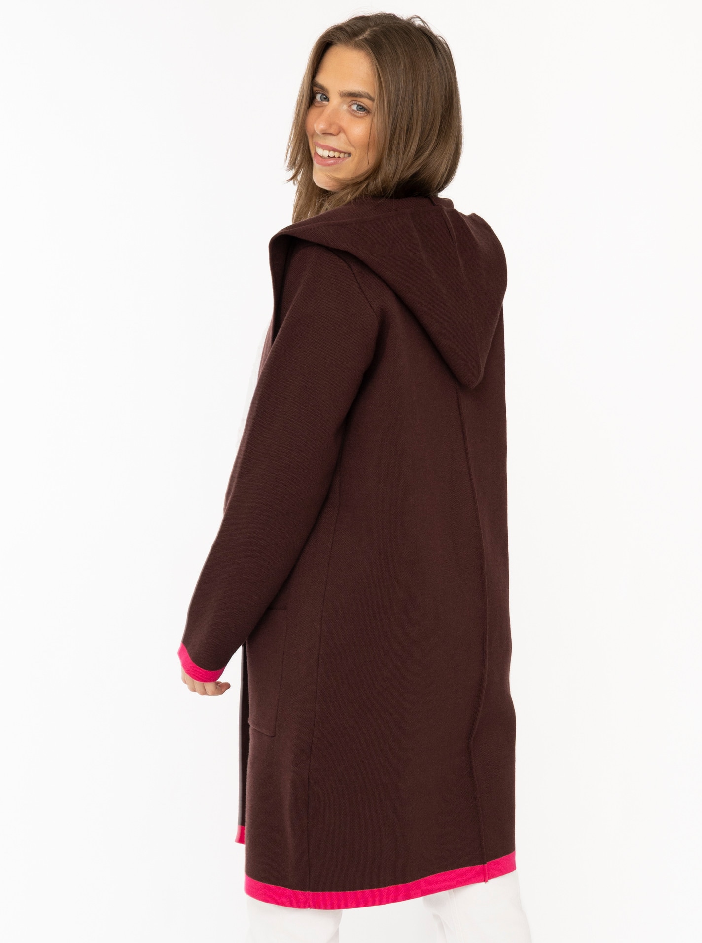 Zwillingsherz Cardigan »"Mona"« Kapuze, Taschen, Kontrast-Kanten, Langarm, ohne Verschluss
