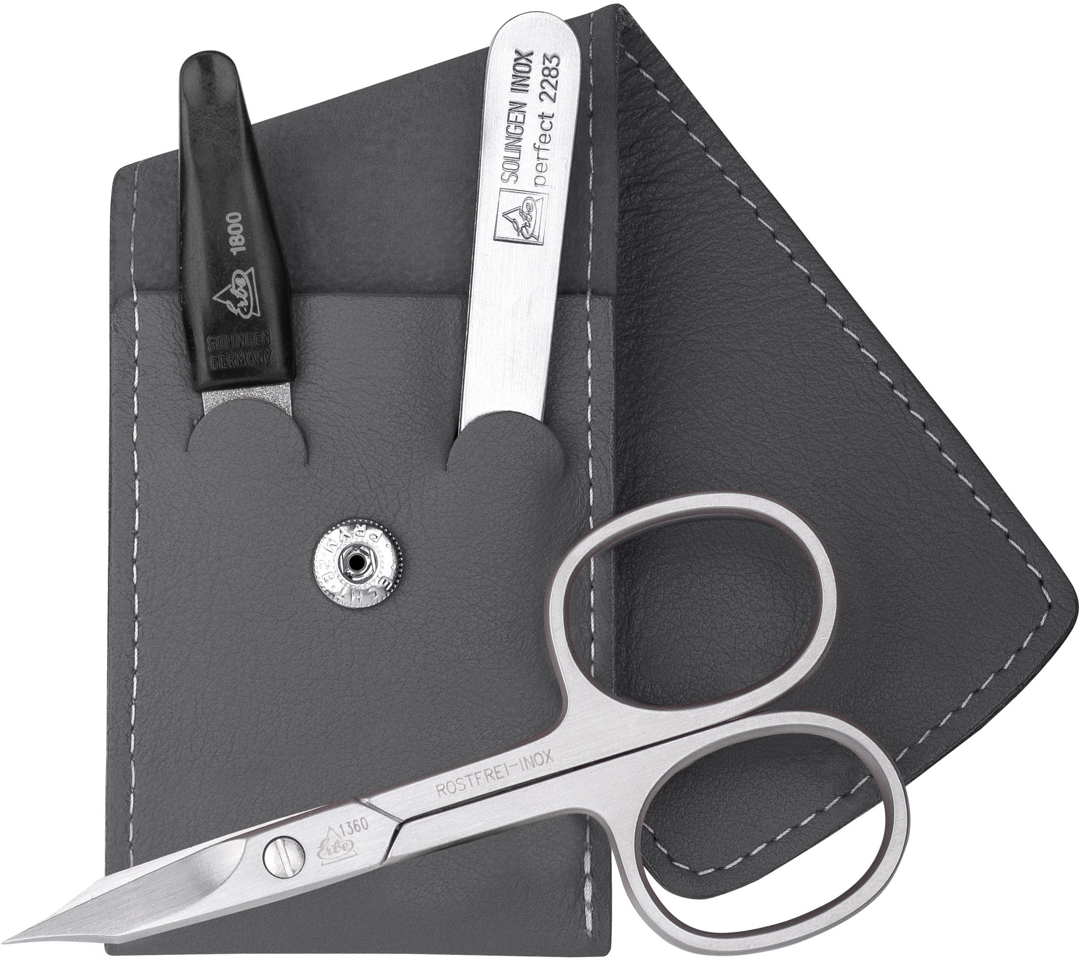 ERBE Maniküre-Etui "ERBE Maniküre Set Taschen-Etui Serie "Travel", rot, 3-tlg.", B/H/T: 50mm x 100mm x 25mm 3, grau, B:50mm H:100mm T:25mm,