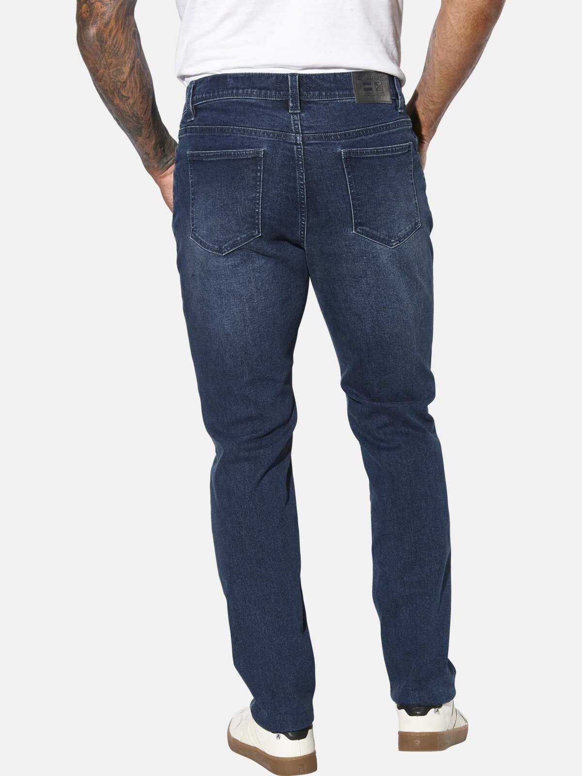 5-Pocket-Jeans JAN VANDERSTORM "Tiefbundjeans HARSKOG", Herren, Gr. 30, N-Gr, blau, Obermaterial: 67% Baumwolle CO. 28% Polyester COOLMAX PES(Coolmax). 3% Viskose Birla CV Birla. 2% Elasthan EL., Jeans 5-Pocket-Jeans 2