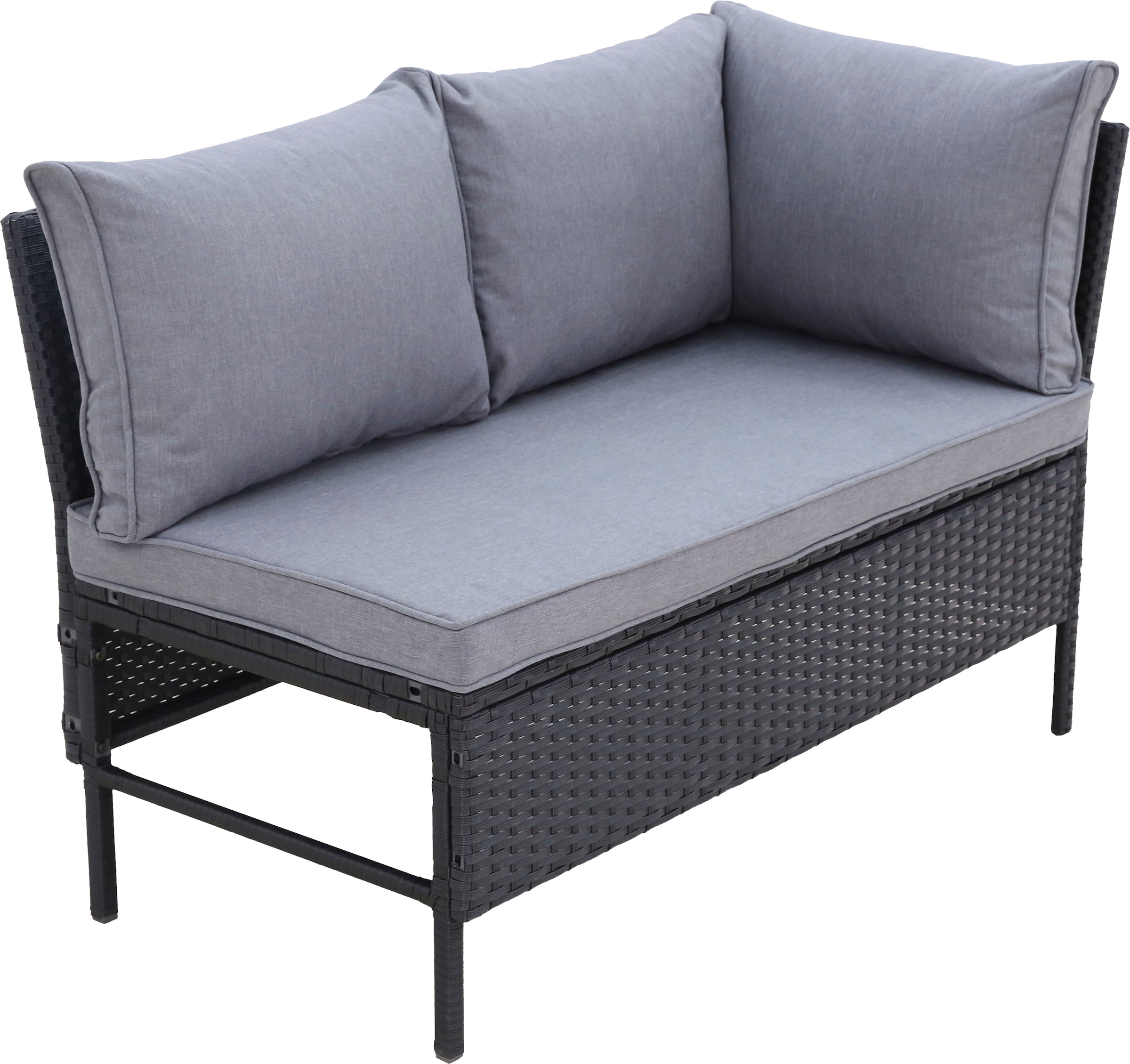 KONIFERA Gartenlounge-Set »»Manhattan««, (Set, 18 tlg., Ecklounge, Tisch 66x120x74 cm, 2 Hocker, inkl. Auflagen), Stahl/Polyrattan