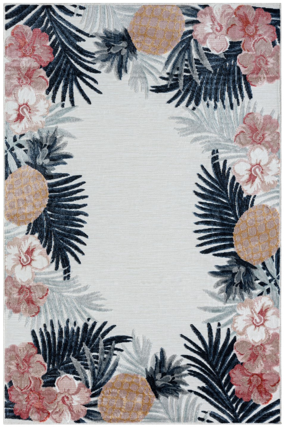 Myflair Möbel & Accessoires Teppich »Sunny, LAGERRÄUMUNG!«, rechteckig, 8 mm Höhe, Blumen Motiv, mit Bordüre, Outdoor geeignet, Balkon, Terrasse