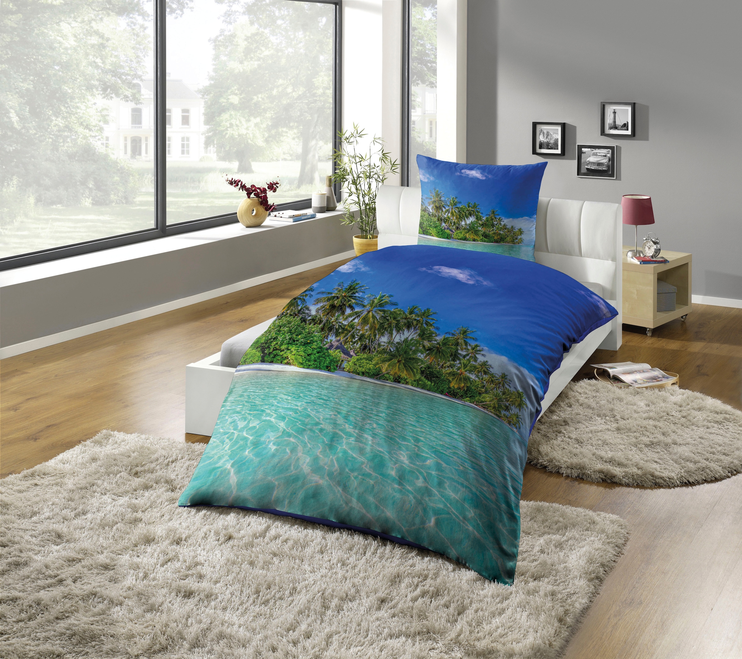 KiNZLER Bettwäsche "Fotodruck-Bettwäsche "Insel"" 2 Stk. tlg. Pflegeleicht günstig online kaufen