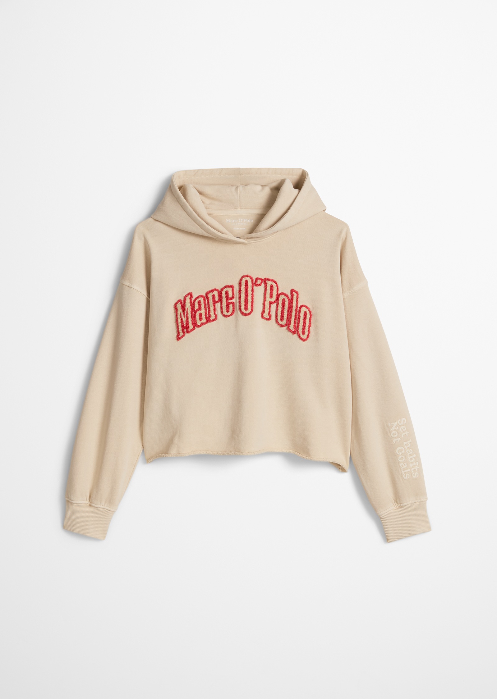 Marc O'Polo Kapuzensweatshirt , für Mädchen, verkürzte Länge mit Rollkante, lockere Passform
