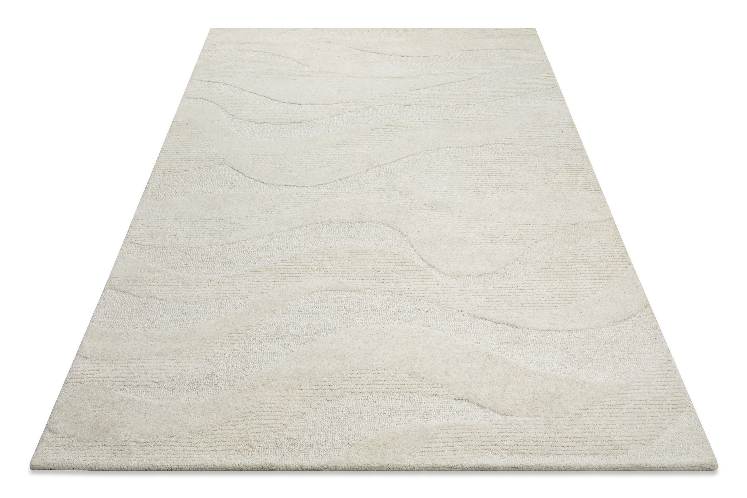Wecon home Wollteppich »Hamptons THIRTYFOUR«, rechteckig, 15 mm Höhe, Läufer, Schurwolle, Kurzflor, Wohnzimmer, Schlafzimmer, Wellen