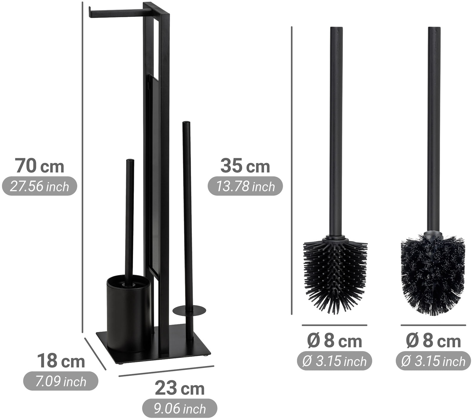 WENKO WC-Garnitur »Rivalta« Set aus Sicherheitsglas | Stahl Toilettenpapierhalter & WC-Bürstenhalter mit WC-Bürste & Ersatzbürste