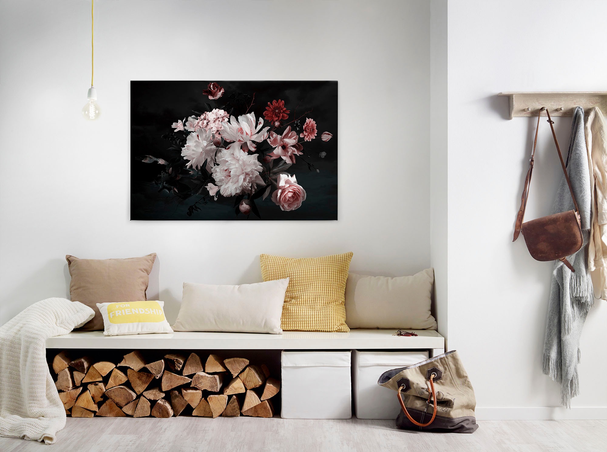 A.S. Création Leinwandbild »Blunch Of Flowers«, Kunst-Blumen-Kinder, (1 St.), Romantische Blumen, Rosen Keilrahmen Leinwand-Bild Wohnzimmer modern