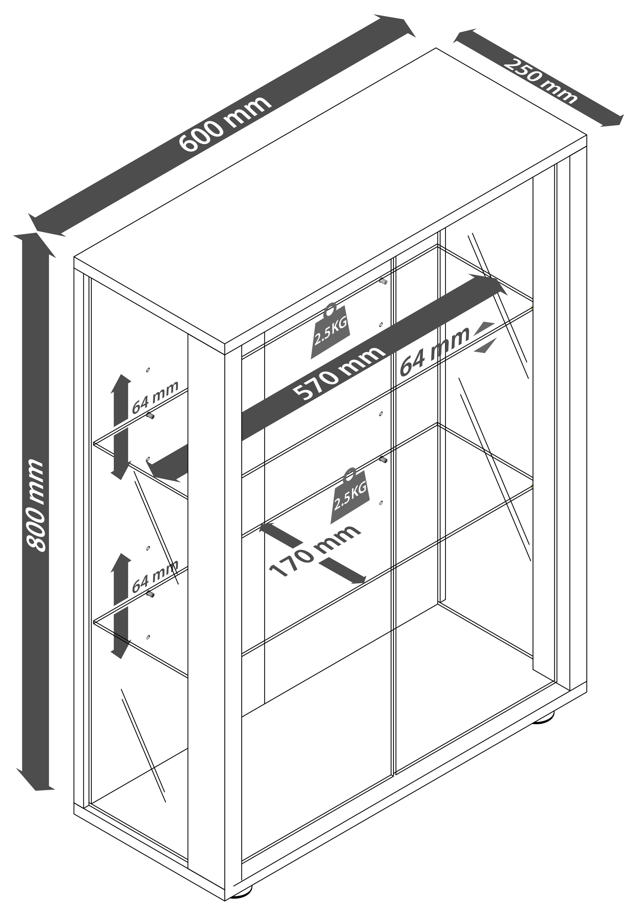 VCM Wandregal »VCM Glasvitrine hängend | Vitrine Glas mit ESG-Sicherheitsglas | Maße ca. H. 80 x B. 60 x T. 25 cm | Hängevitrine Glas | Modern und platzsparend | Glas Vitrinenschrank - Udina Spiegel«
