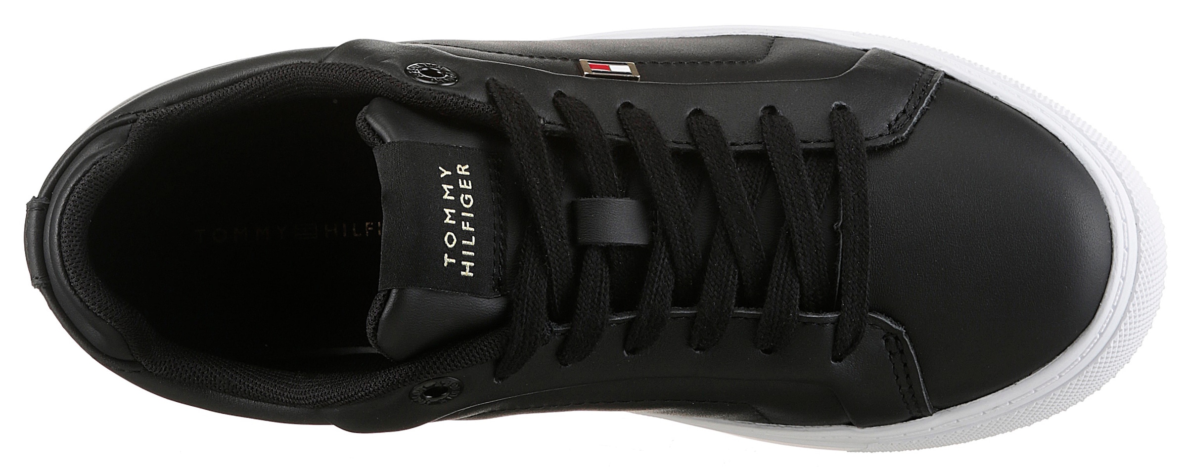 Tommy Hilfiger Plateausneaker »WOMENS ICON COURT SNEAKER FLAG«, Freizeitschuh, Schnürschuh, Halbschuh mit gepolstertem Schaftrand