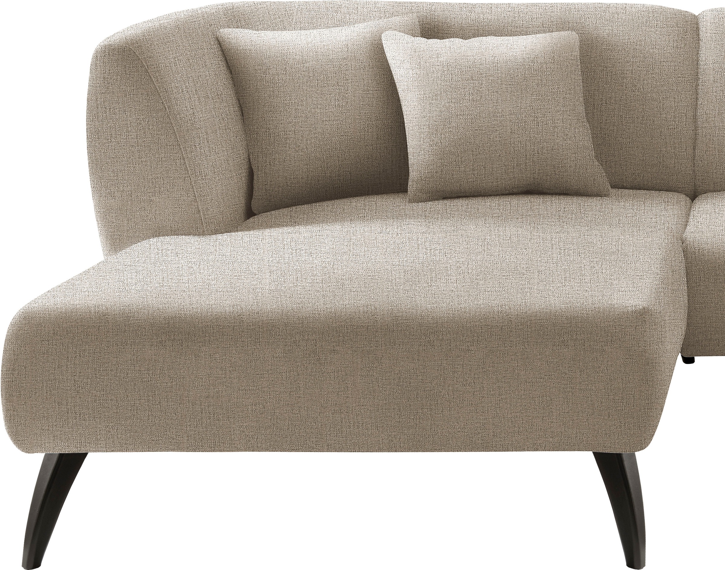 INOSIGN Ecksofa »Colori L-Form«, Holzfußfarbe wählbar, inkl. 4x Zierkissen