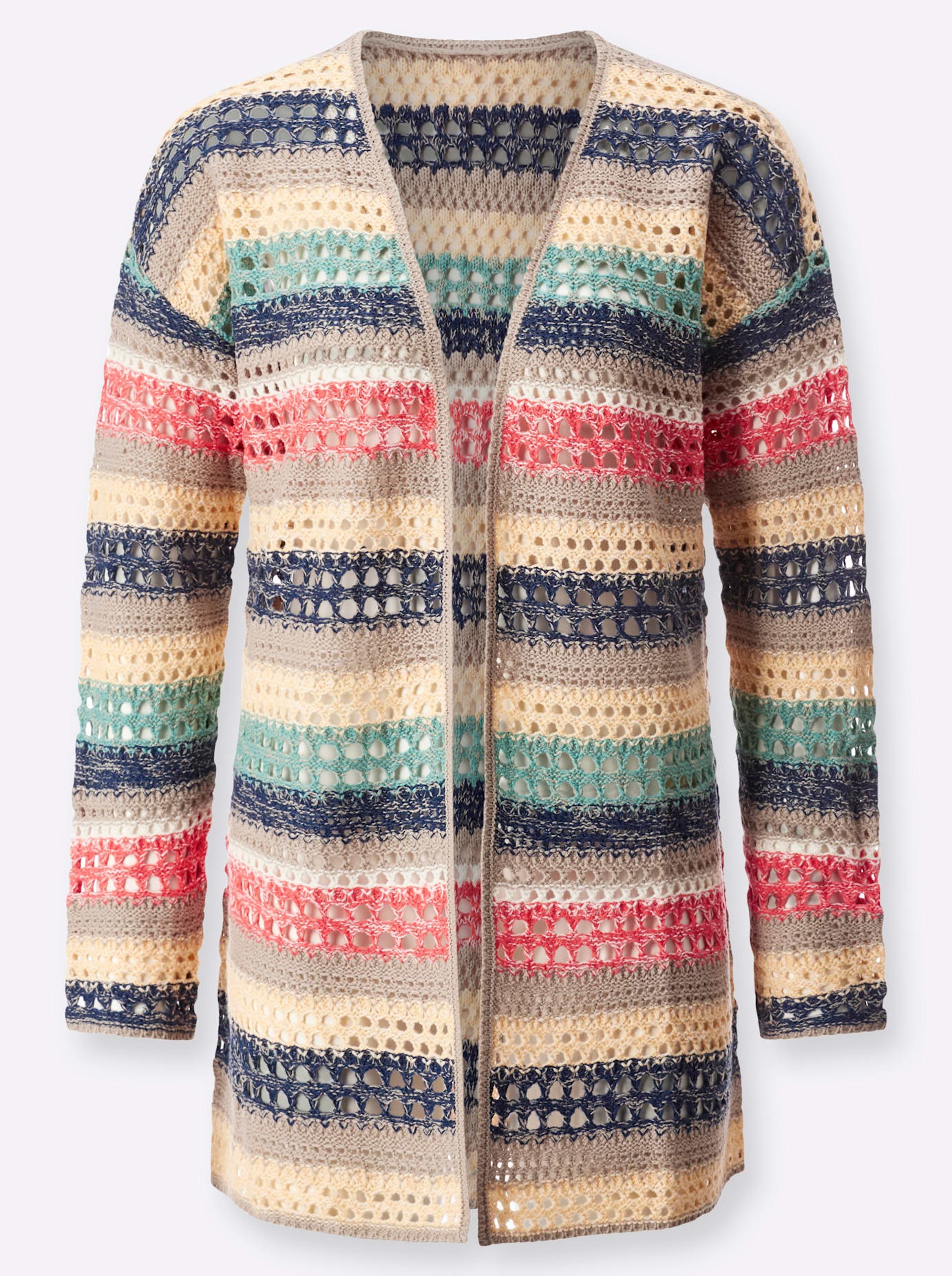 Strickjacke CLASSIC BASICS, Damen, Gr. 56, beige (sesam, apricot, gemustert), 100% Polyacryl, gemustert, mehrfarbig, Strickjacken Strickjacke 3