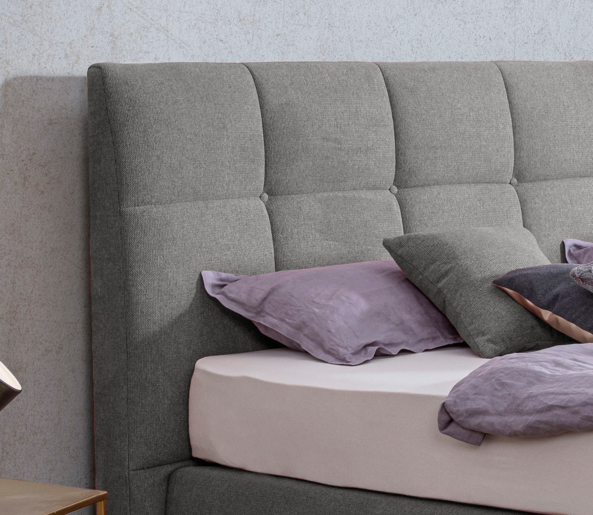 Boxspringbett ALINA "Arano", grau (hellgrau gcp 49), B:178cm L:216cm, Chenille GCP (100% Polyester), Komplettbetten, Boxspringbett, inklusive Matratze, in verschiedenen Größen und Härtegraden 3