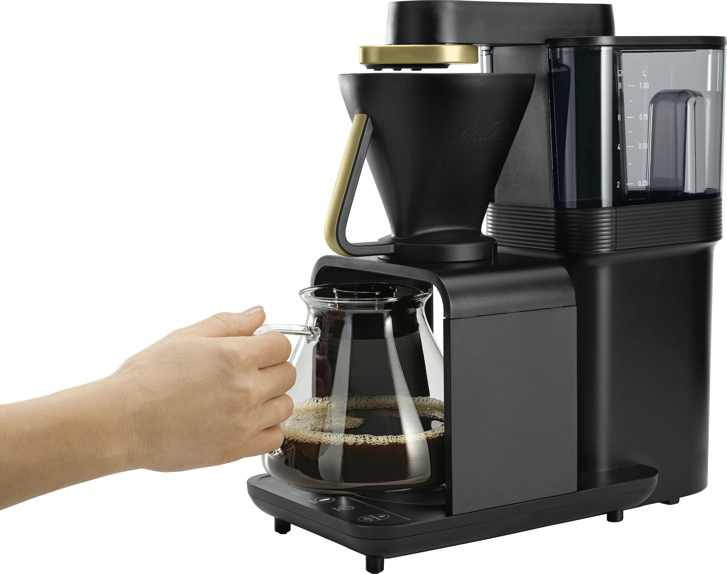 Melitta Filterkaffeemaschine »epour® 1024-12«, 1 l Kaffeekanne, Papierfilter,  1x4, Schwarz/Gold | BAUR