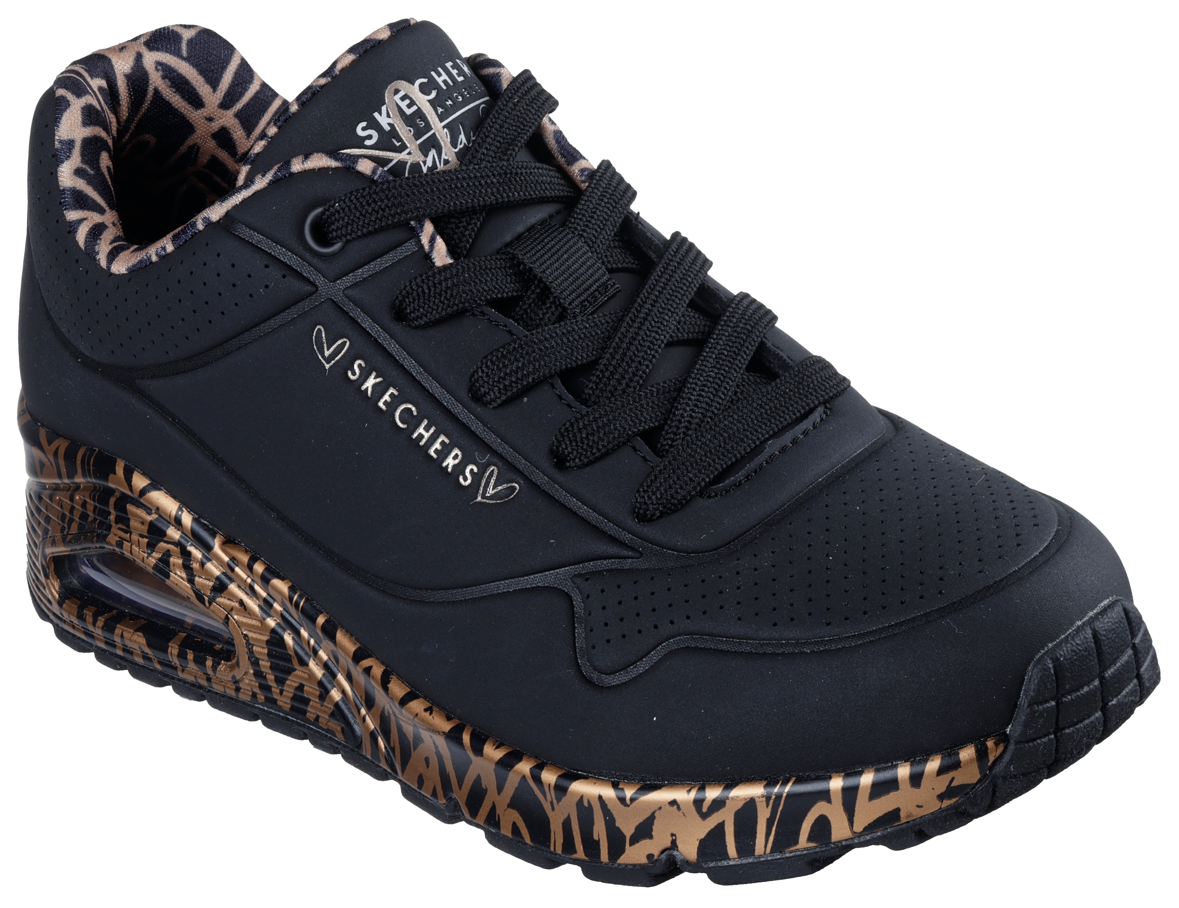 Skechers "UNO-LOVING LOVE" Freizeitschuh, Halbschuh, Schnürschuh mit coolem Graffiti-Print