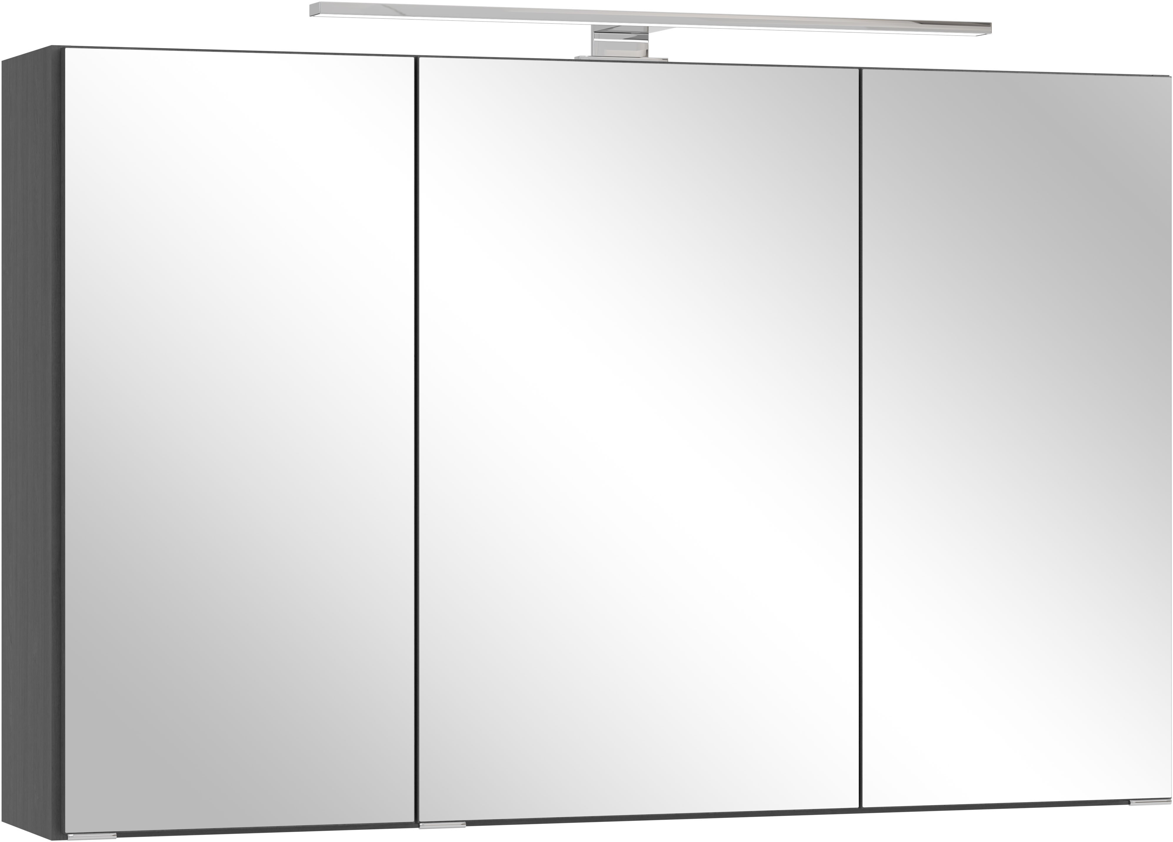 OTTO home Spiegelschrank "BOZEN, 3D-Spiegelschrank 100 cm" Inklusive LED-Aufbauleuchte, Steckdose und Schalter