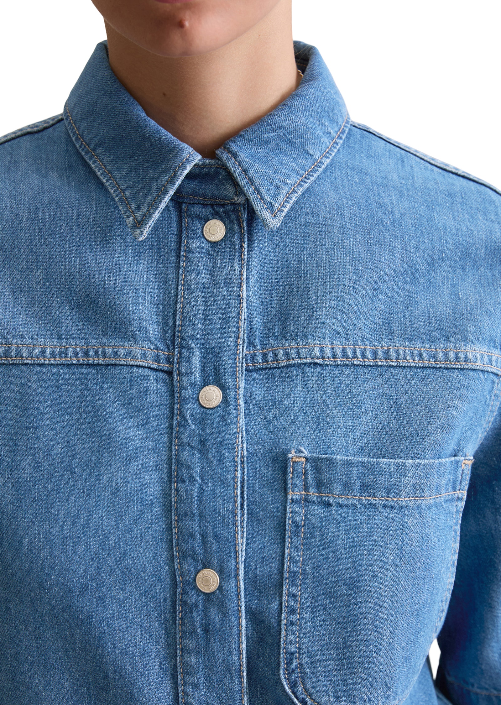 Marc O'Polo DENIM Kurzarmbluse »mit recyeltem Leinen-Garn«