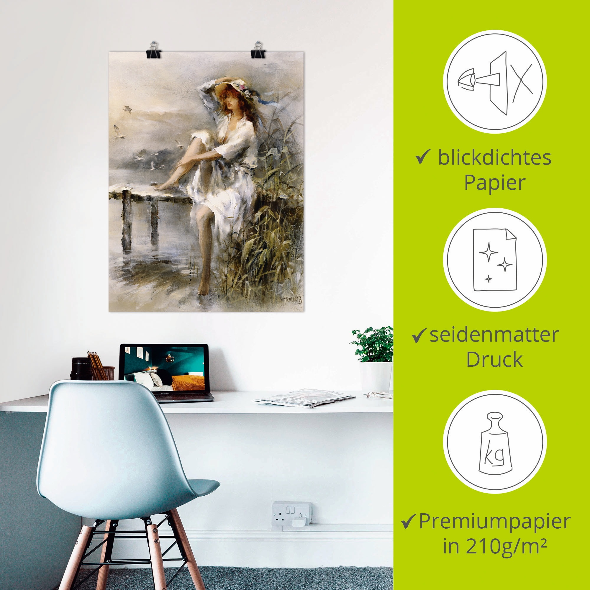 Wandbild ARTLAND "Wasserseite", beige (farbe bild(er): naturfarben), B:60cm H:80cm, Bilder, als Leinwandbild, Poster in verschied. Größen 3