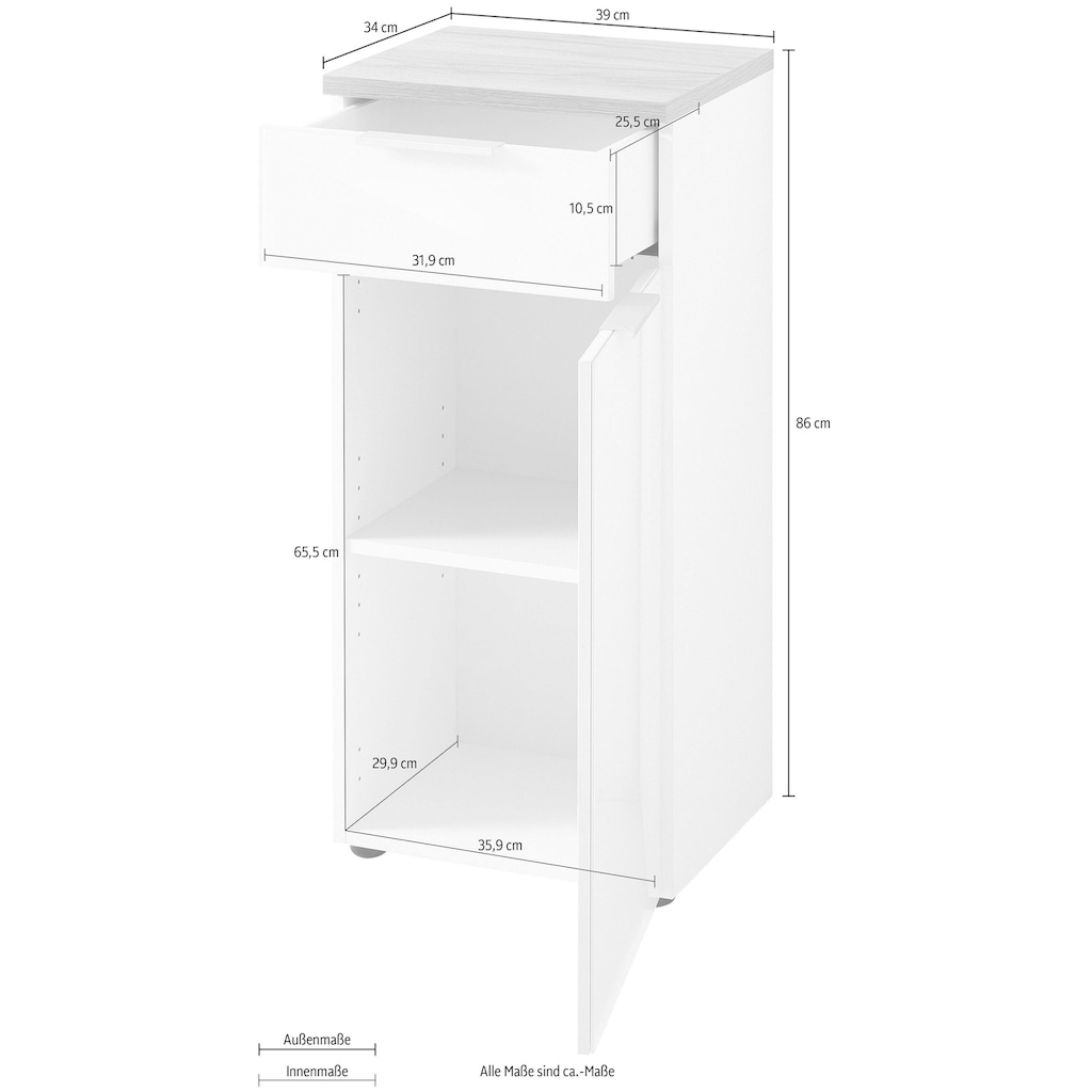 GERMANIA Unterschrank »Pescara«, Front mit Glasauflage