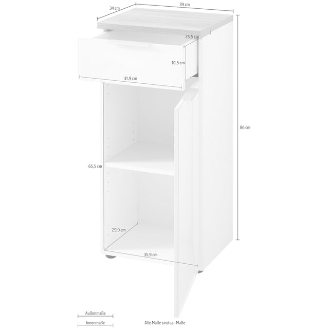 BAUR Glasauflage Unterschrank »Pescara«, Front mit | kaufen GERMANIA