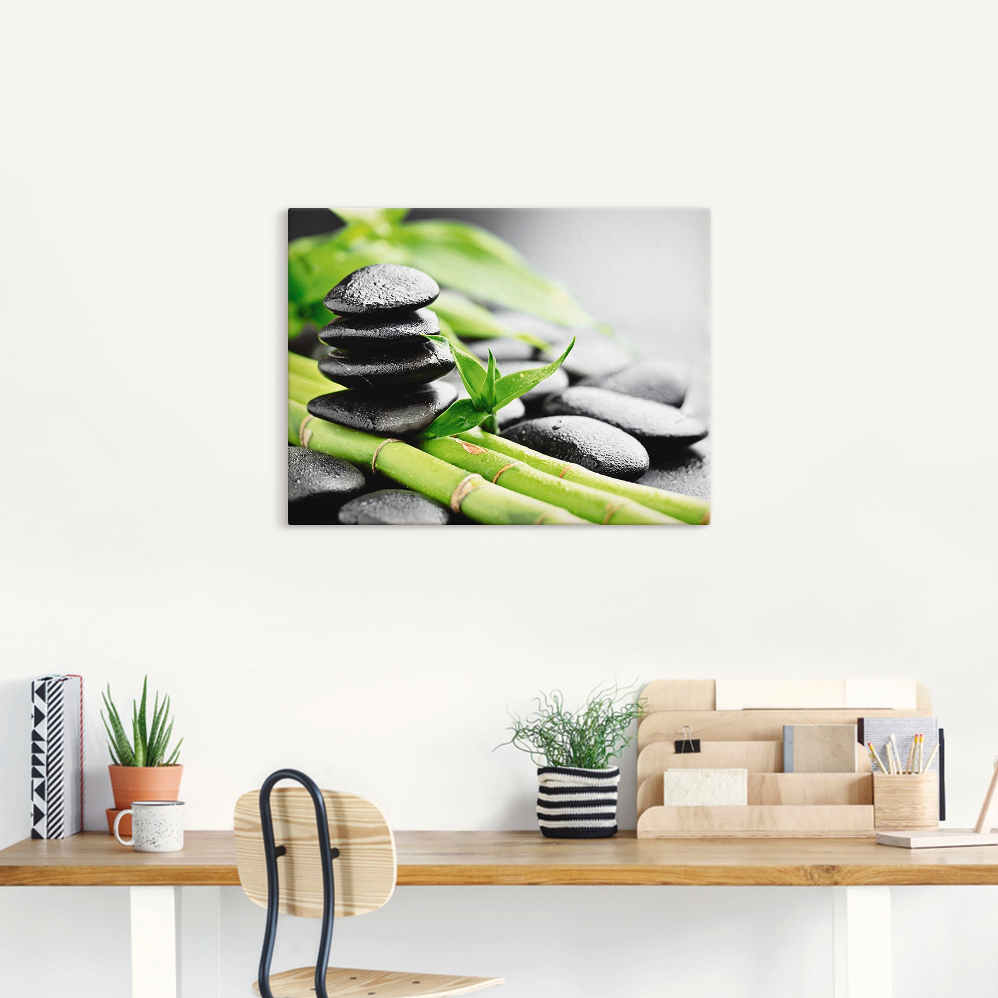 Artland Wandbild »Wachstum - Lavasteine Bambus«, Zen, (1 St.), als Alubild, Outdoorbild, Leinwandbild, Poster, Wandaufkleber