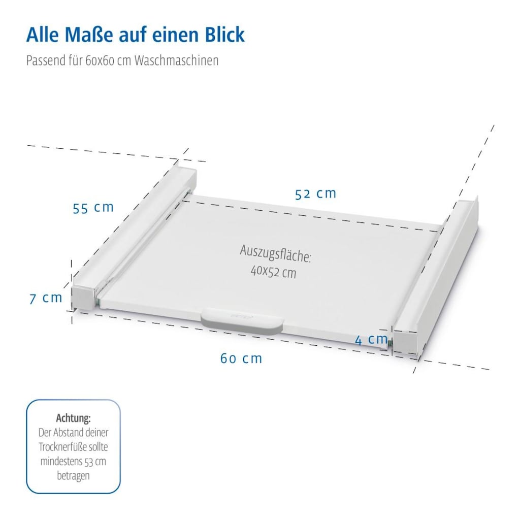 Xavax Zwischenbaurahmen »für Waschmaschinen und Trockner inkl. Zurrgurt«, Mit Auszug als Ablage