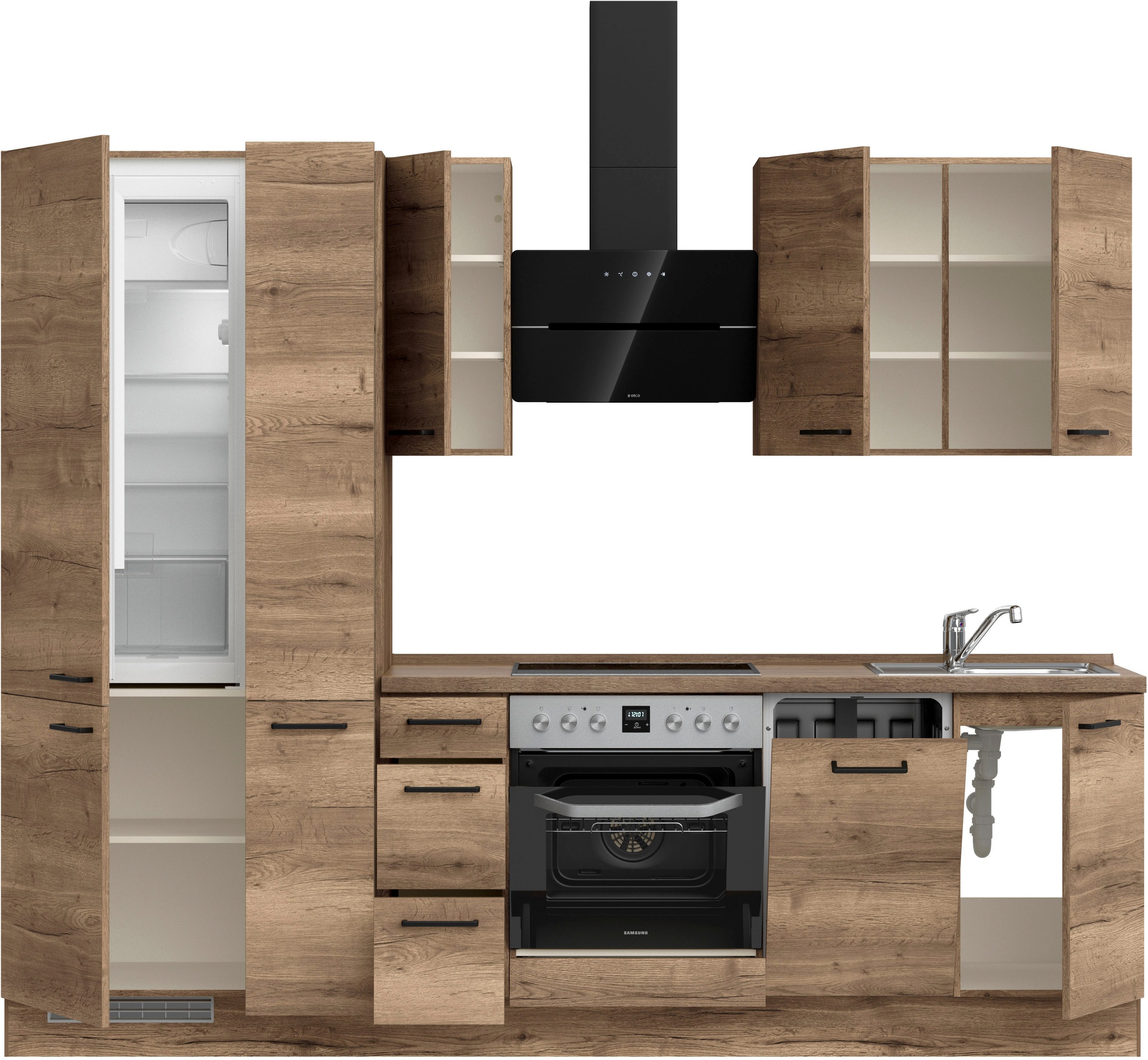 nobilia® Küchenzeile »"Structura II"« vormontiert, Ausrichtung wählbar, Breite 270 cm, wahlw. mit E-Geräten