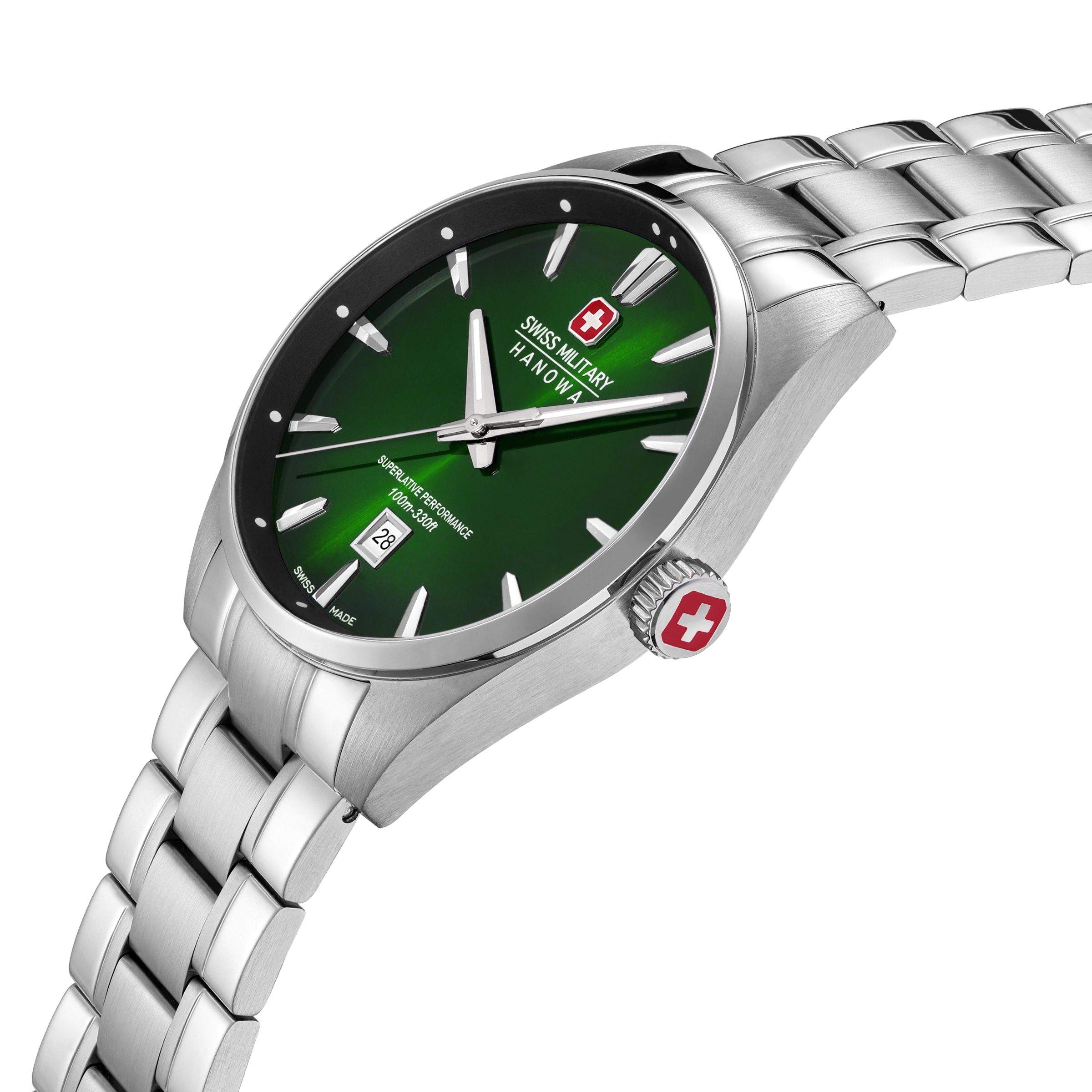 Swiss Military Hanowa Quarzuhr »Thunder« Armbanduhr, Herrenuhr, Swiss Made, Edelstahlarmband, analog, Tag