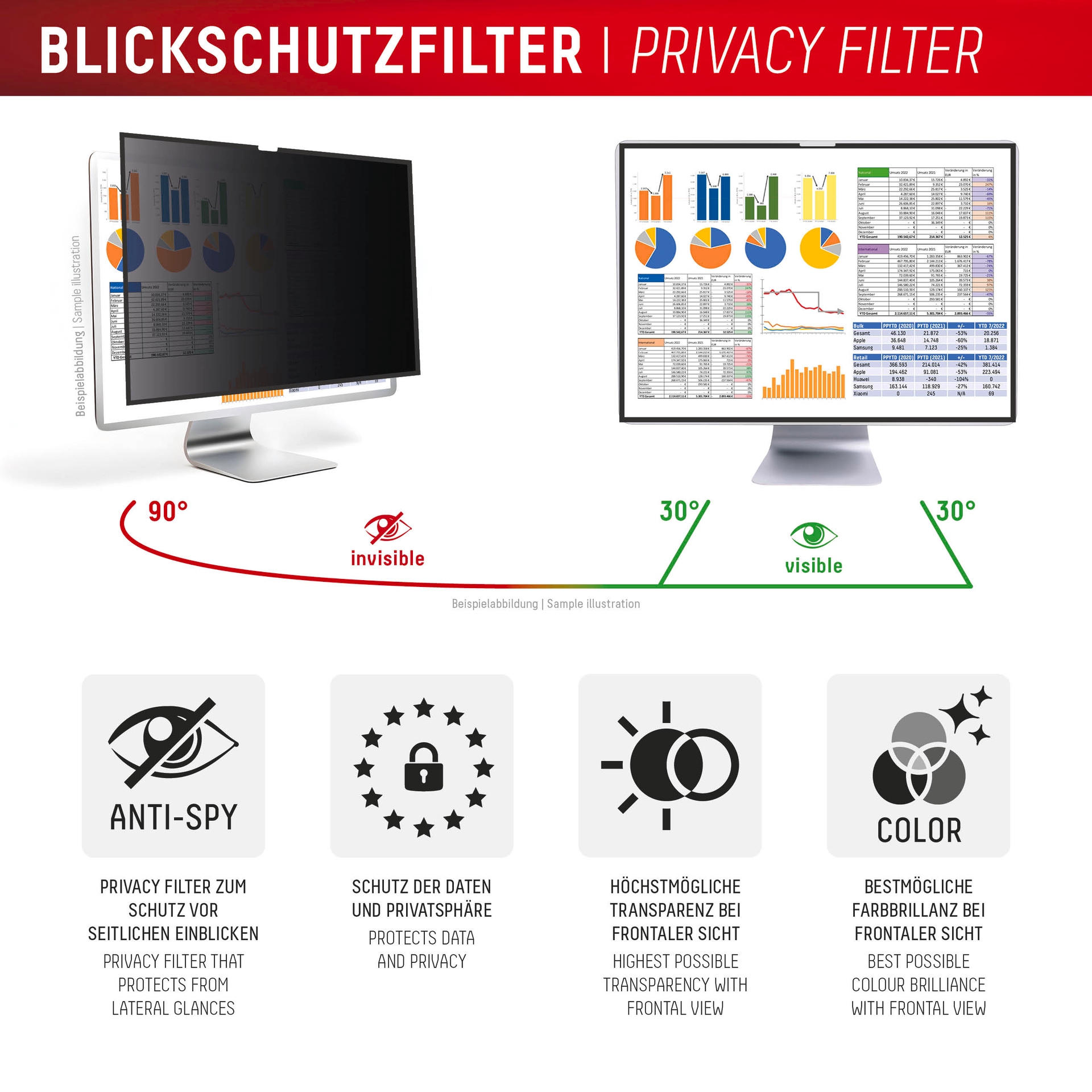 Displex Displayschutzfolie »Privacy Safe Blickschutzfilter«, für Apple Studio Display 27, Blickschutzfolie, Schutzfolie, Bildschirmschutz, kratz- & stoßfest