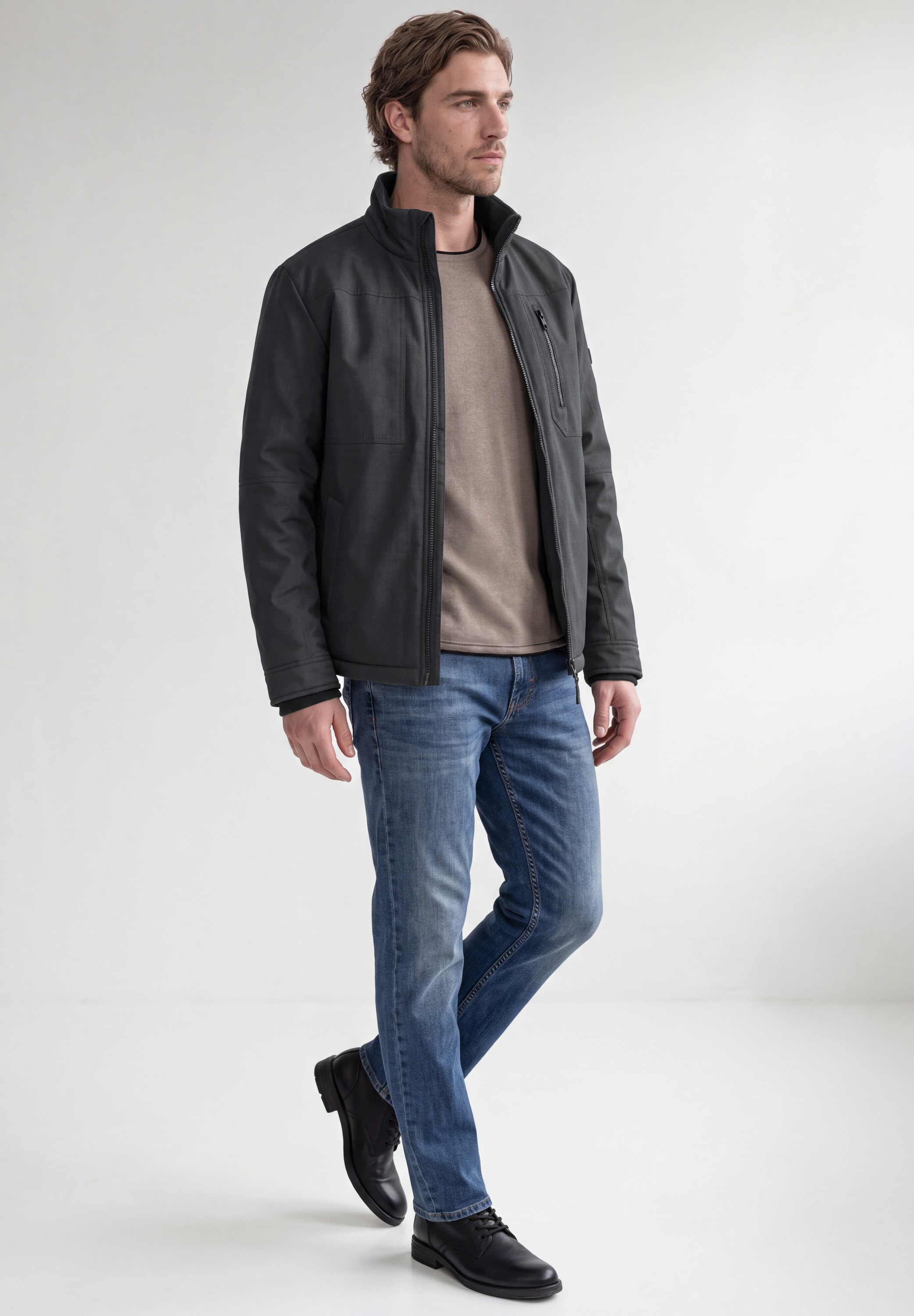 STREET ONE MEN Kurzjacke ohne Kapuze im Melange Look