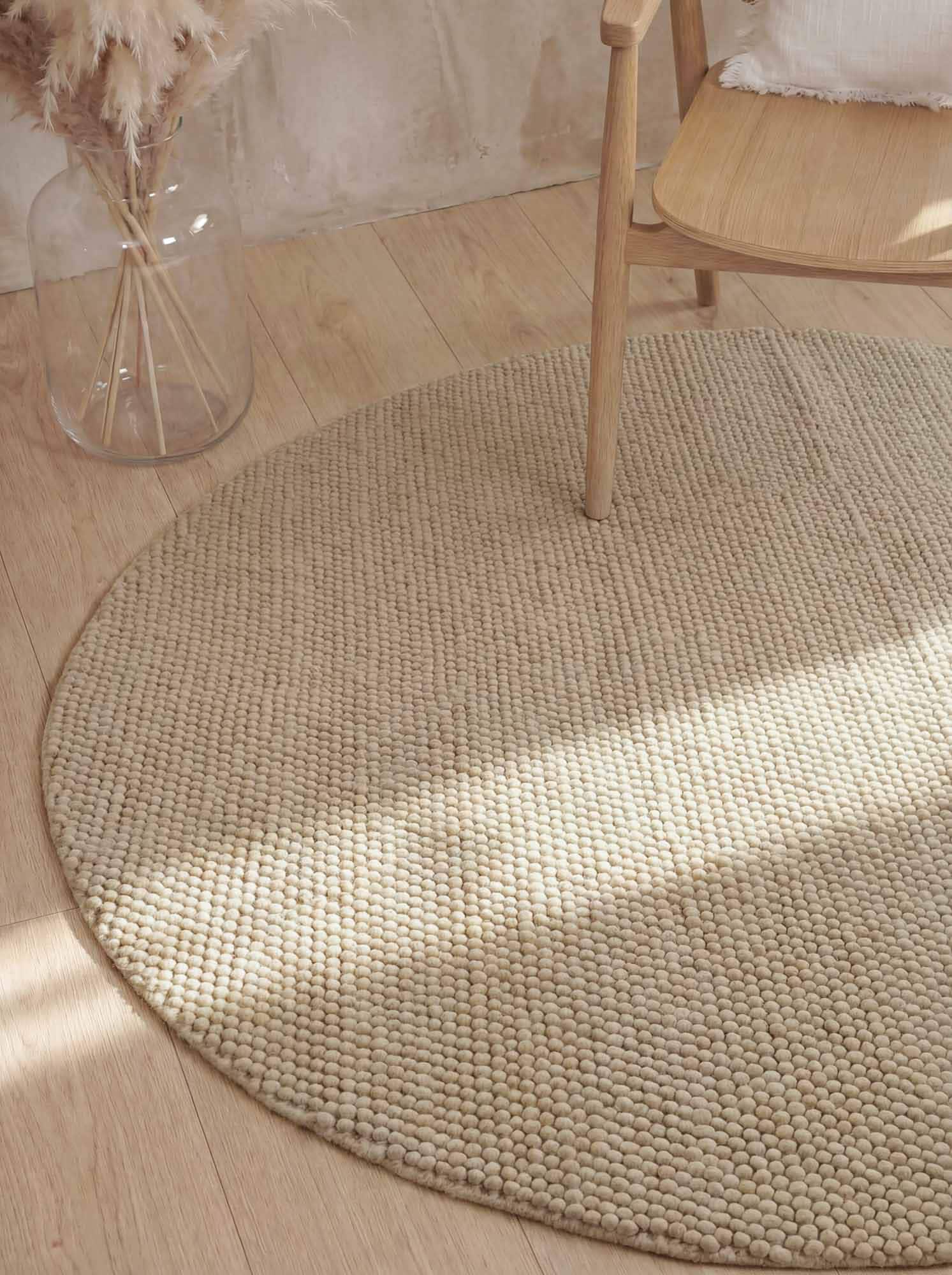 Ted Baker Wollteppich »Diana« rund 16 mm Höhe Wolle, Natur, Handgemacht, Wohnzimmer, Esszimmer, Schlafzimmer, Skandi