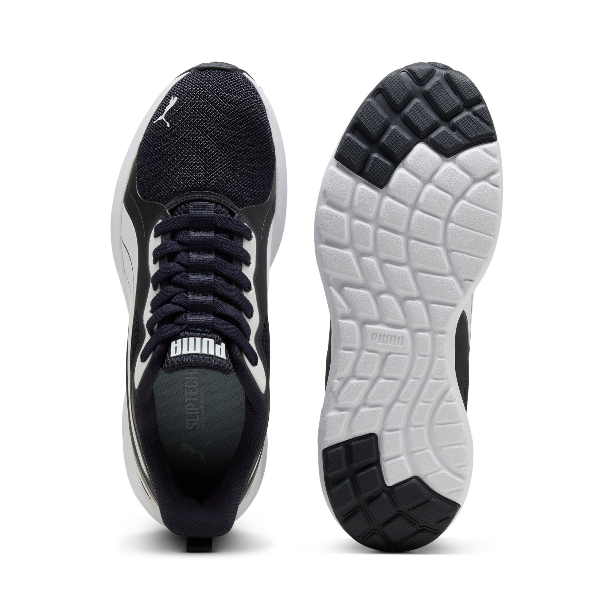 Sneaker PUMA "SOFTRIDE COSMIC STREET SLIPTECH", Herren, Gr. 42,5, new navy, puma weiß, Textil, unifarben, Schuhe Sneaker, mit sportlichem Stil, mit Schlupfeinstieg, ultraweiche Dämpfung 3