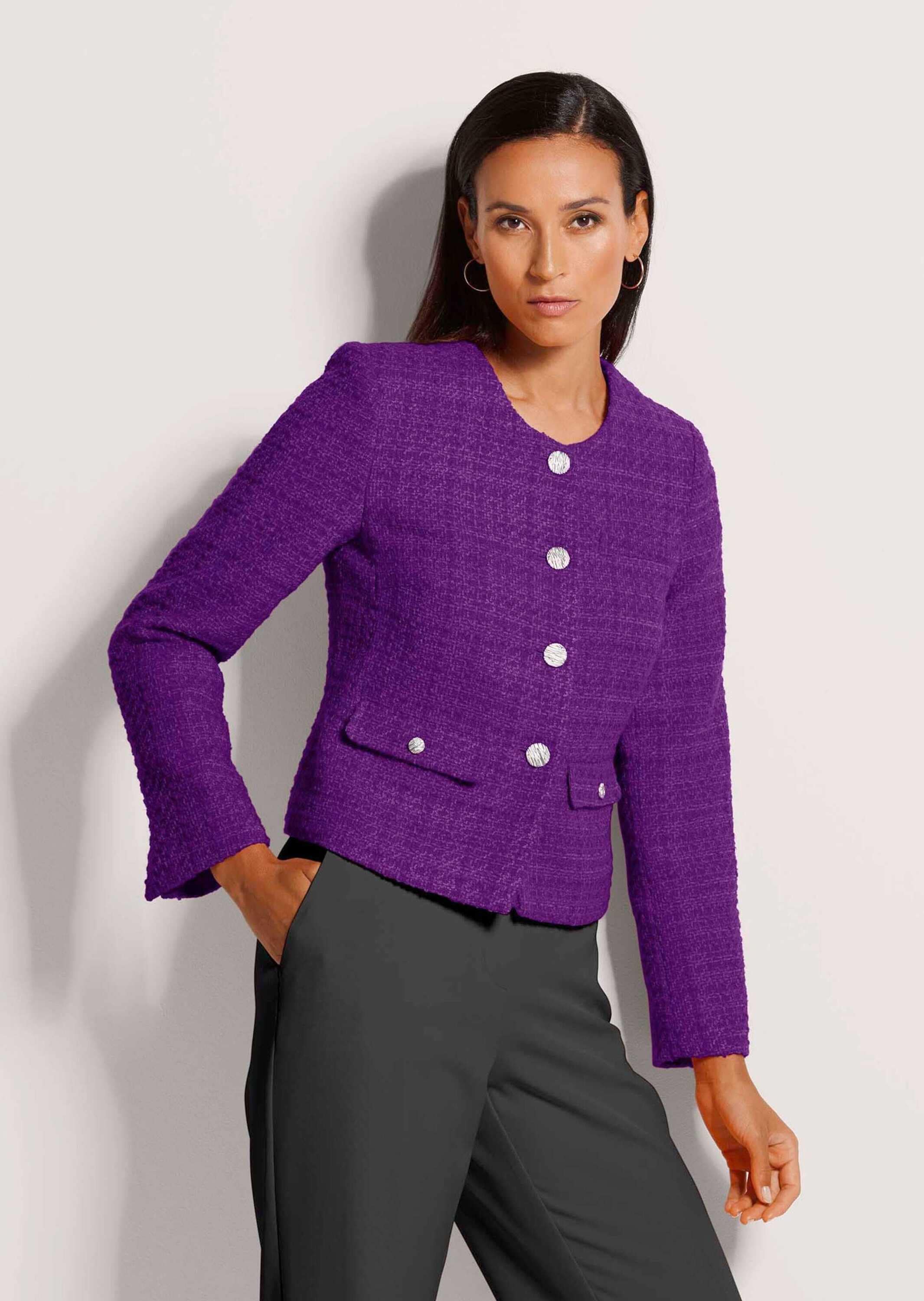 MADELEINE Jerseyblazer »Blazer Eleganter Tweed-Kurzblazer mit Metallknöpfen«