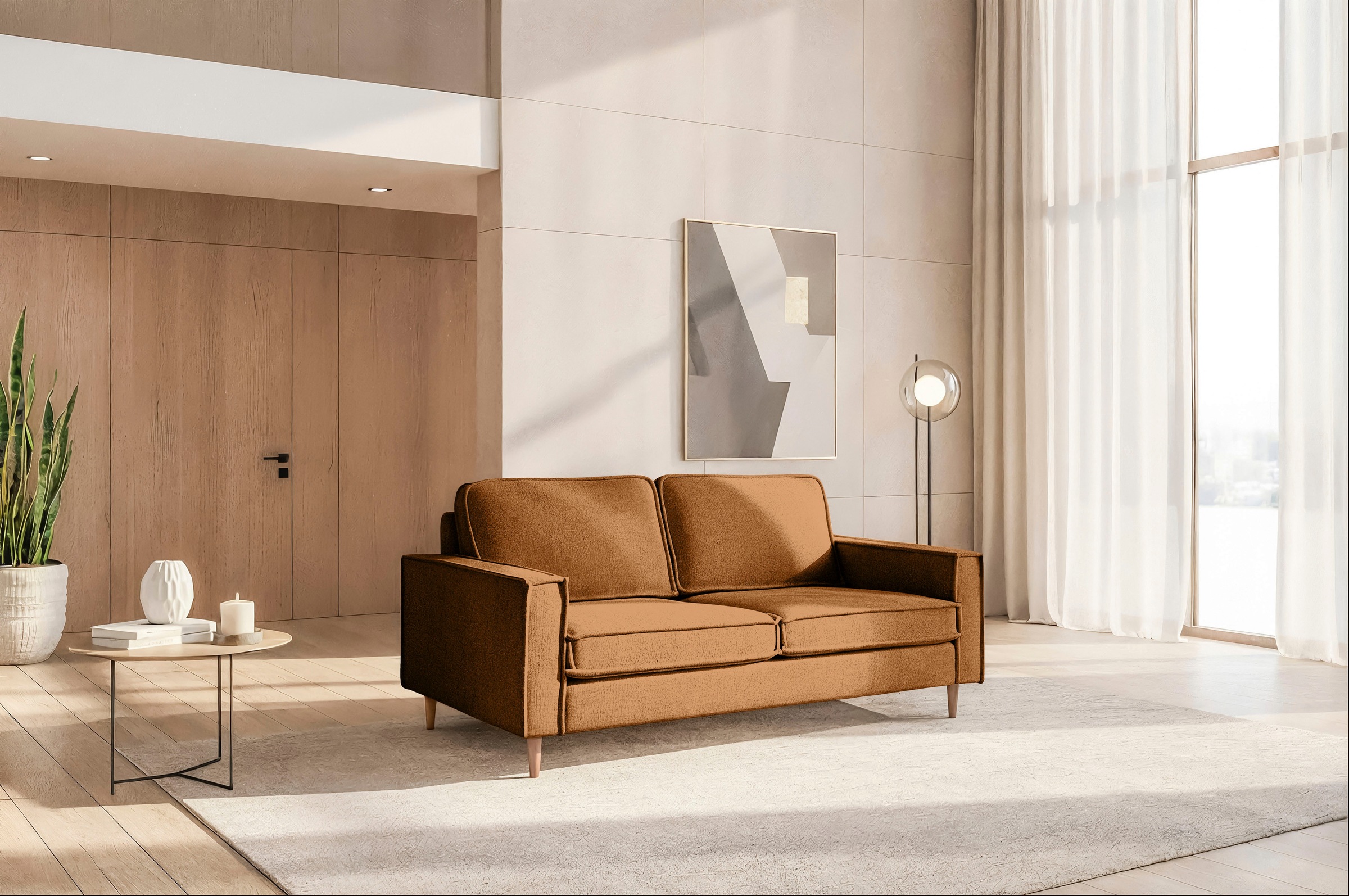 Home affaire 2-Sitzer "Pinto Skandi, 166 cm, Chenille, Struktur" mit Keder, günstig online kaufen