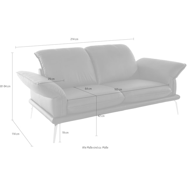 Black Friday W.SCHILLIG 2,5-Sitzer »sherry«, Kopfstützenverstellung,  Metallfüße in Chrom glänzend, Breite 214 cm | BAUR