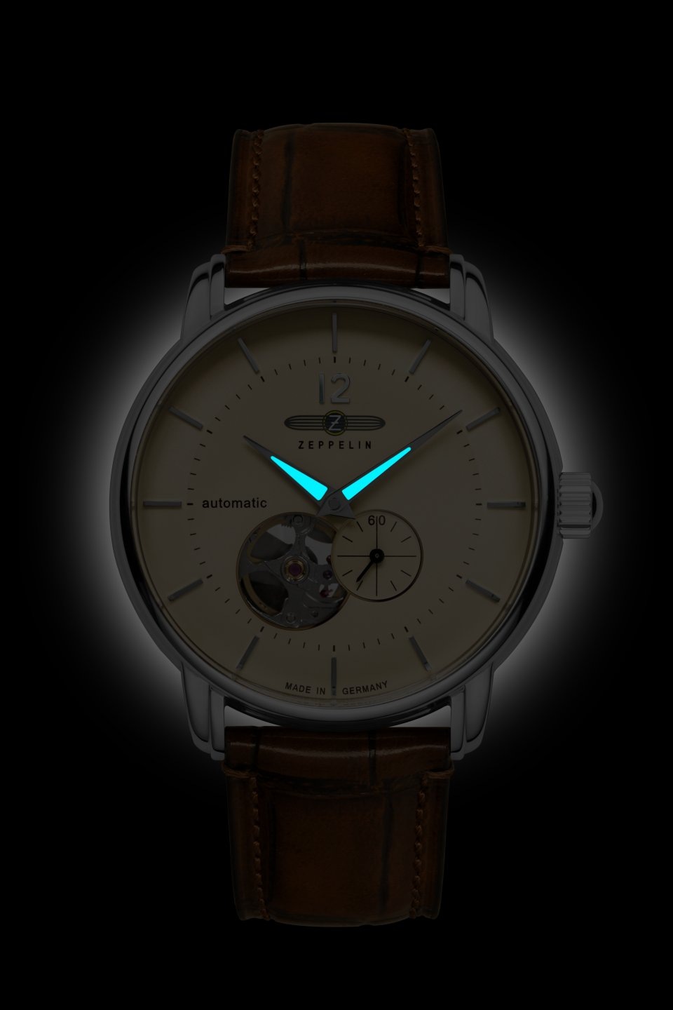 ZEPPELIN Automatikuhr »LZ 120 Bodensee«, Armbanduhr, Herrenuhr, Made in Germany, Mechanische Uhr, Lederarmband