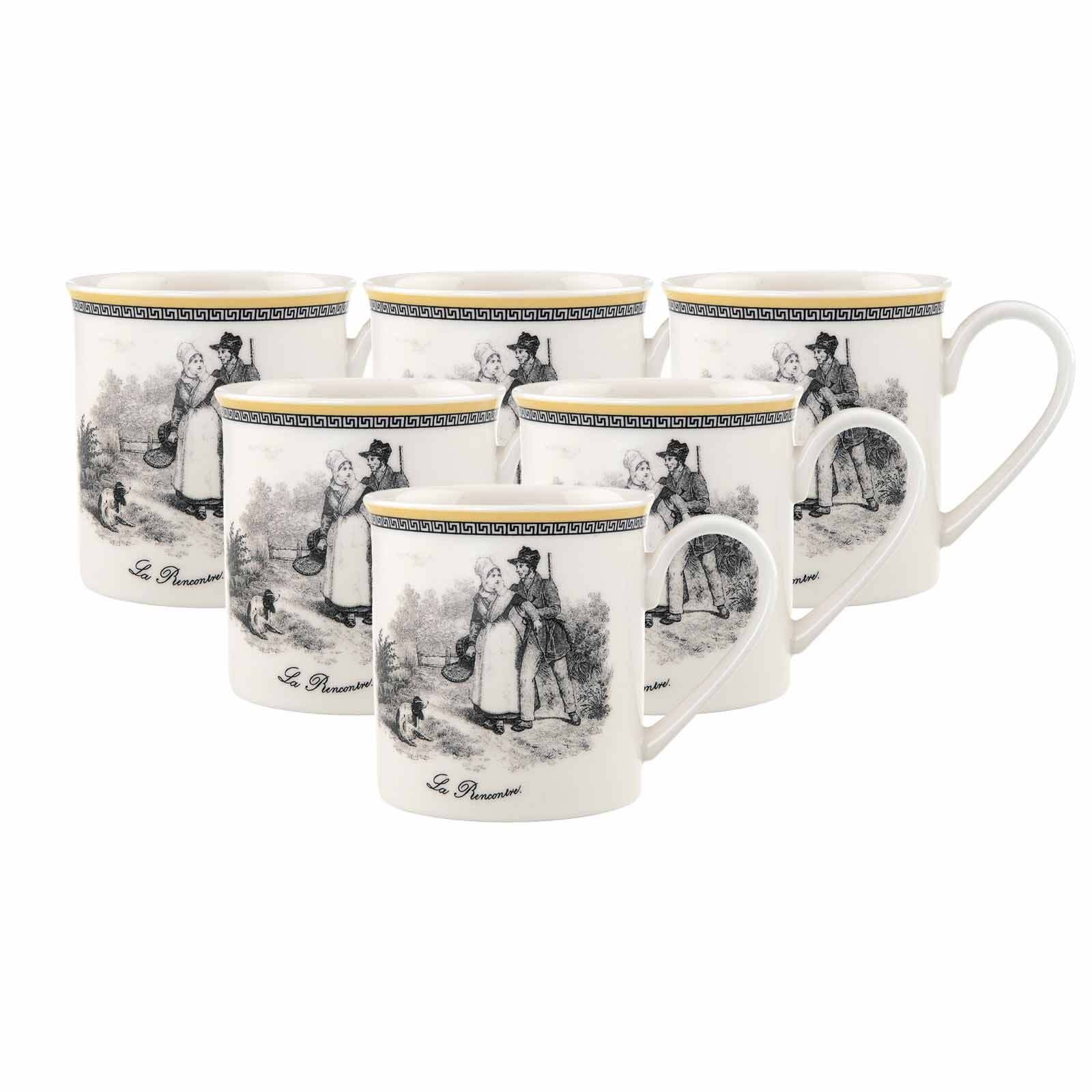 Villeroy & Boch Becher "Kaffeebecher Audun Chasse 300 ml 6er Set weiß-grau- günstig online kaufen