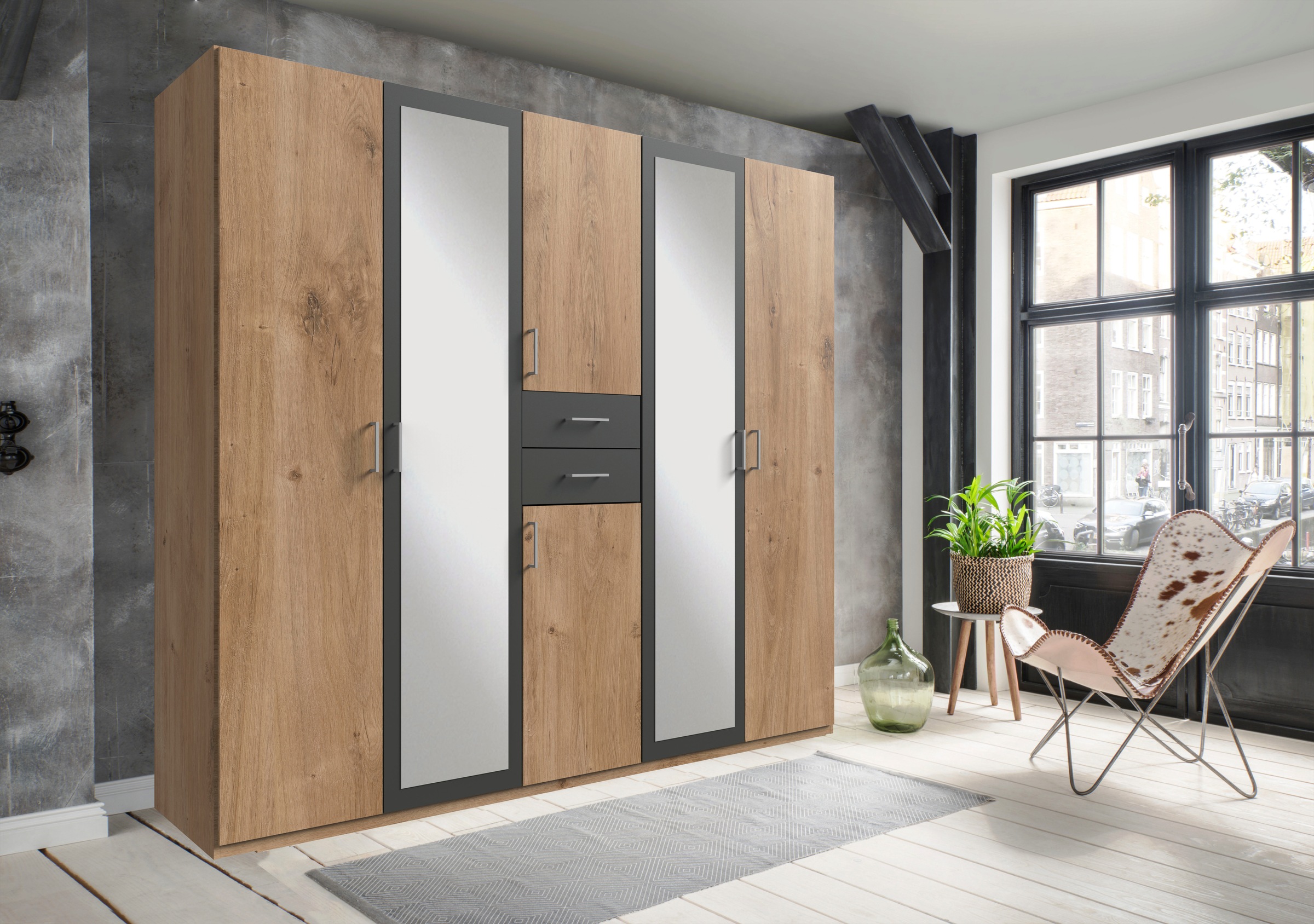 Wimex Kleiderschrank "Diver Drehtürenschrank mit Spiegel, 180, 225 o. 270cm günstig online kaufen