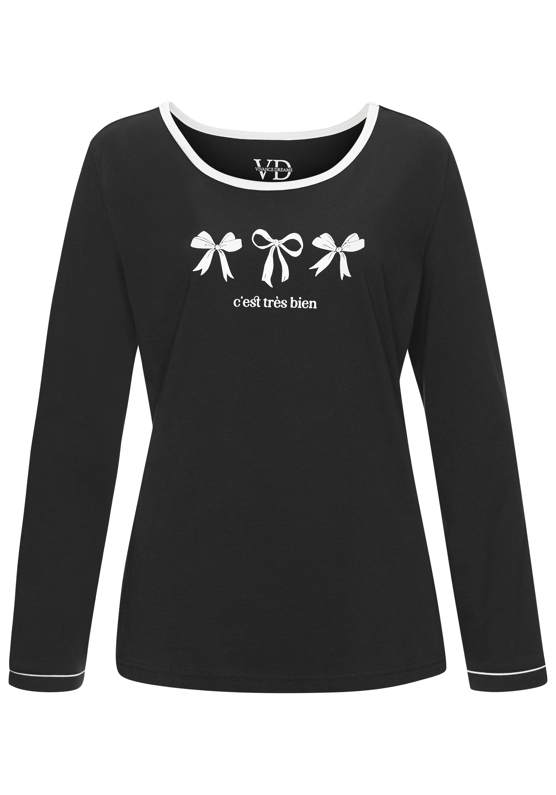 Vivance Dreams Pyjama, (Set, 2 tlg.), Mit süßem Schleifenmuster