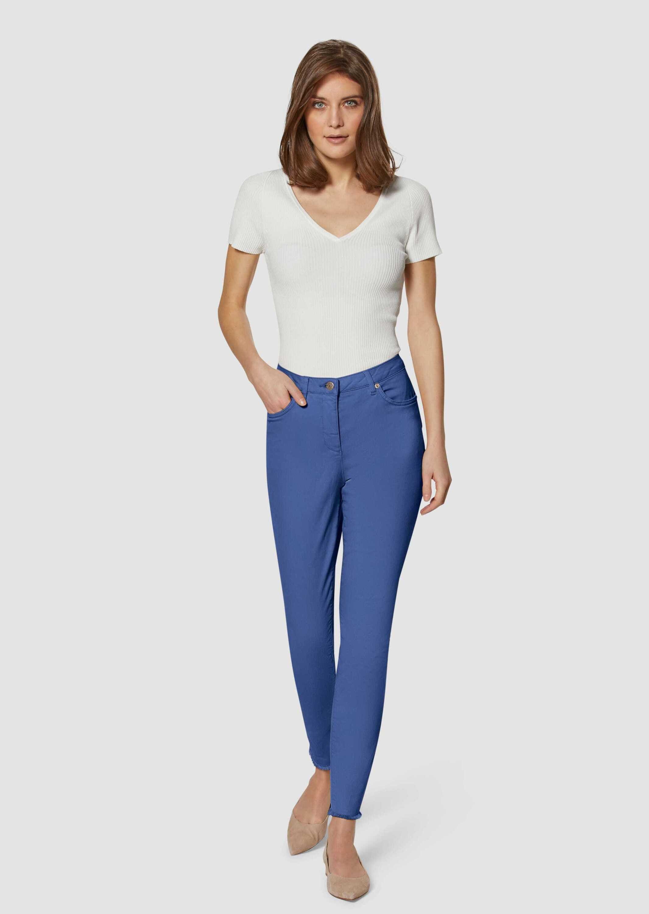 MADELEINE Regular-fit-Jeans »Jeans Mid Waist Skinny-Hose mit Fransen«
