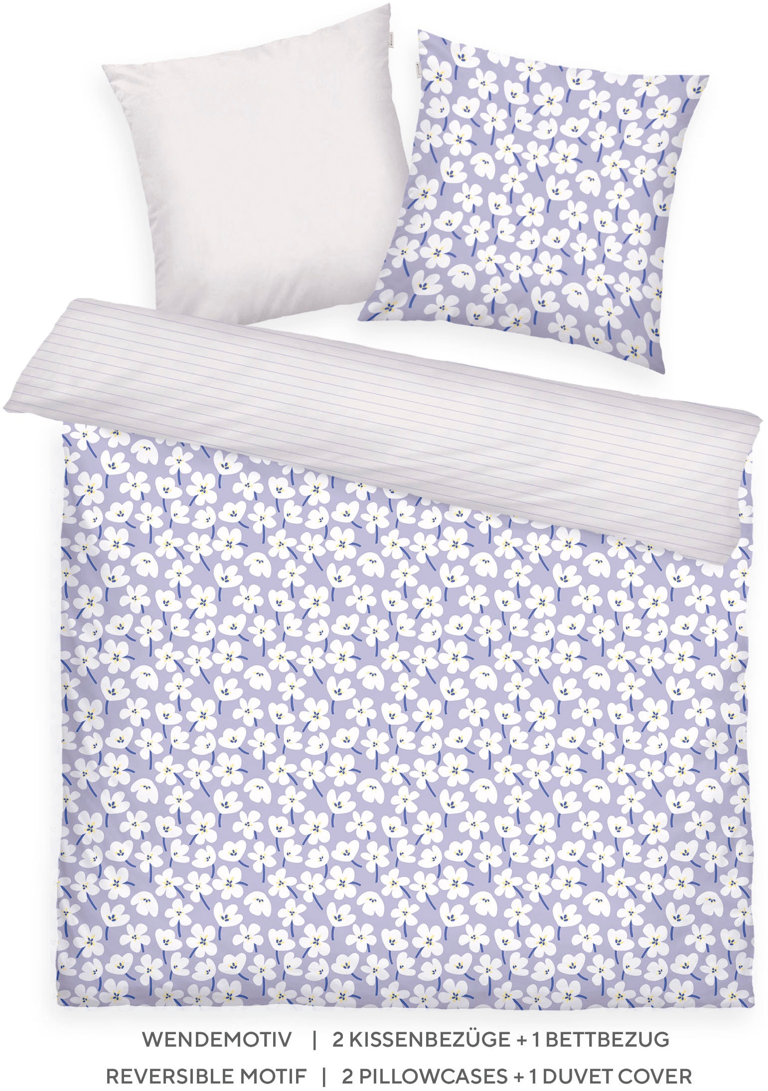 TOM TAILOR HOME "FRESH FLOWERS 135x200cm, 155x220cm oder 200x220cm" 3 Stk. new bedroom, mit farbigem Markenreißverschluss