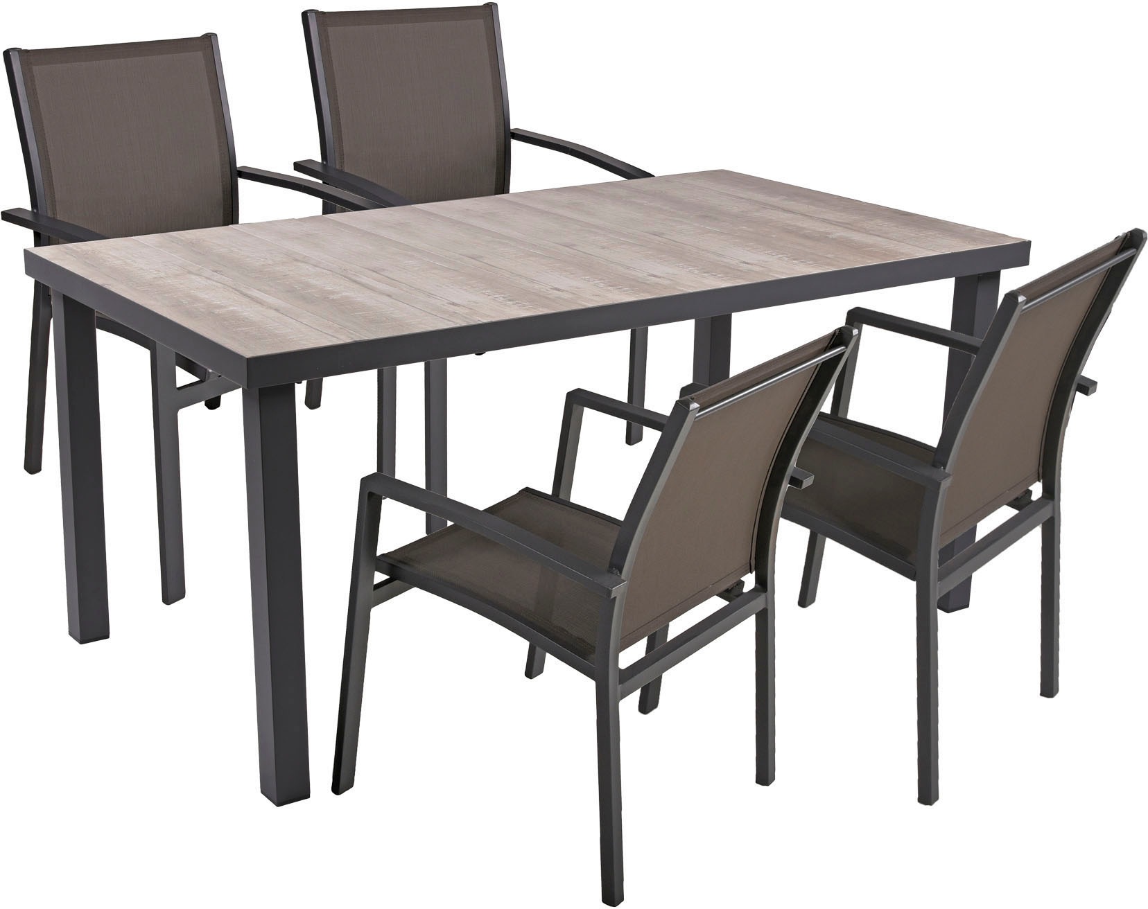 Garten-Essgruppe GARDEN PLEASURE, grau, Aluminium, Sitzmöbel-Sets, "RANA"