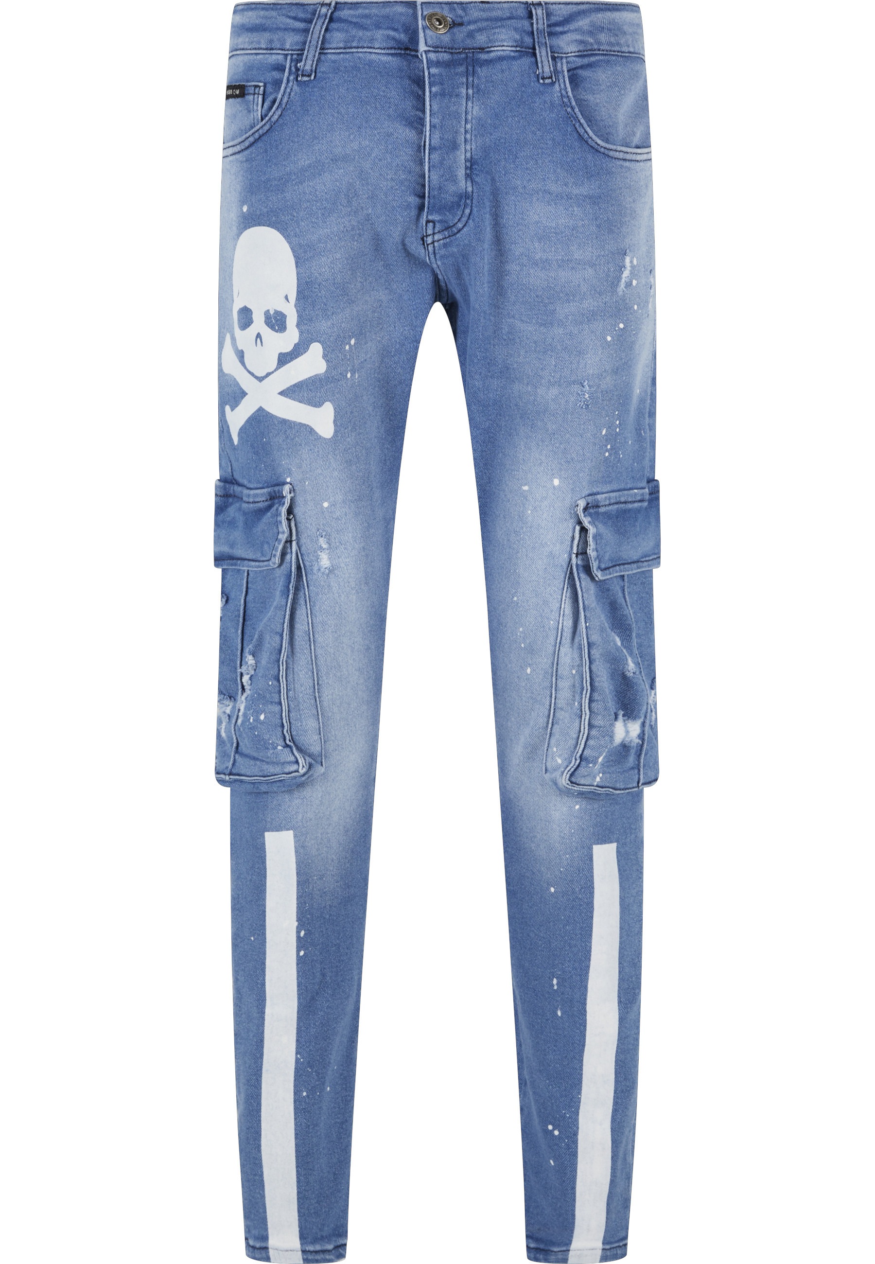 2Y Premium Bequeme Jeans "2Y Premium Herren 2Y Skinny Fit Pocket Cargo Skull Jeans"