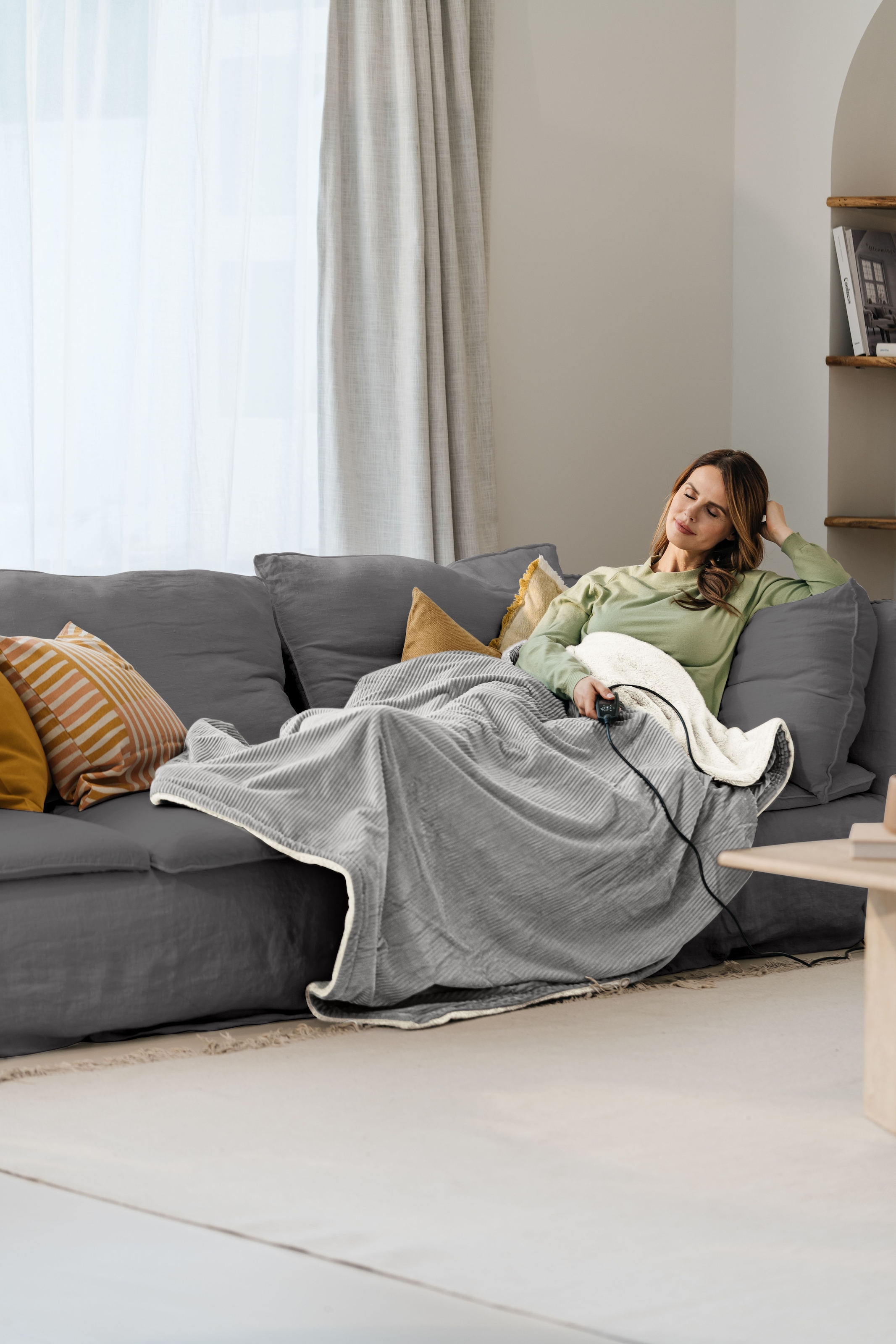 BEURER Heizdecke »HD 81 Cord Light Grey Green Planet«