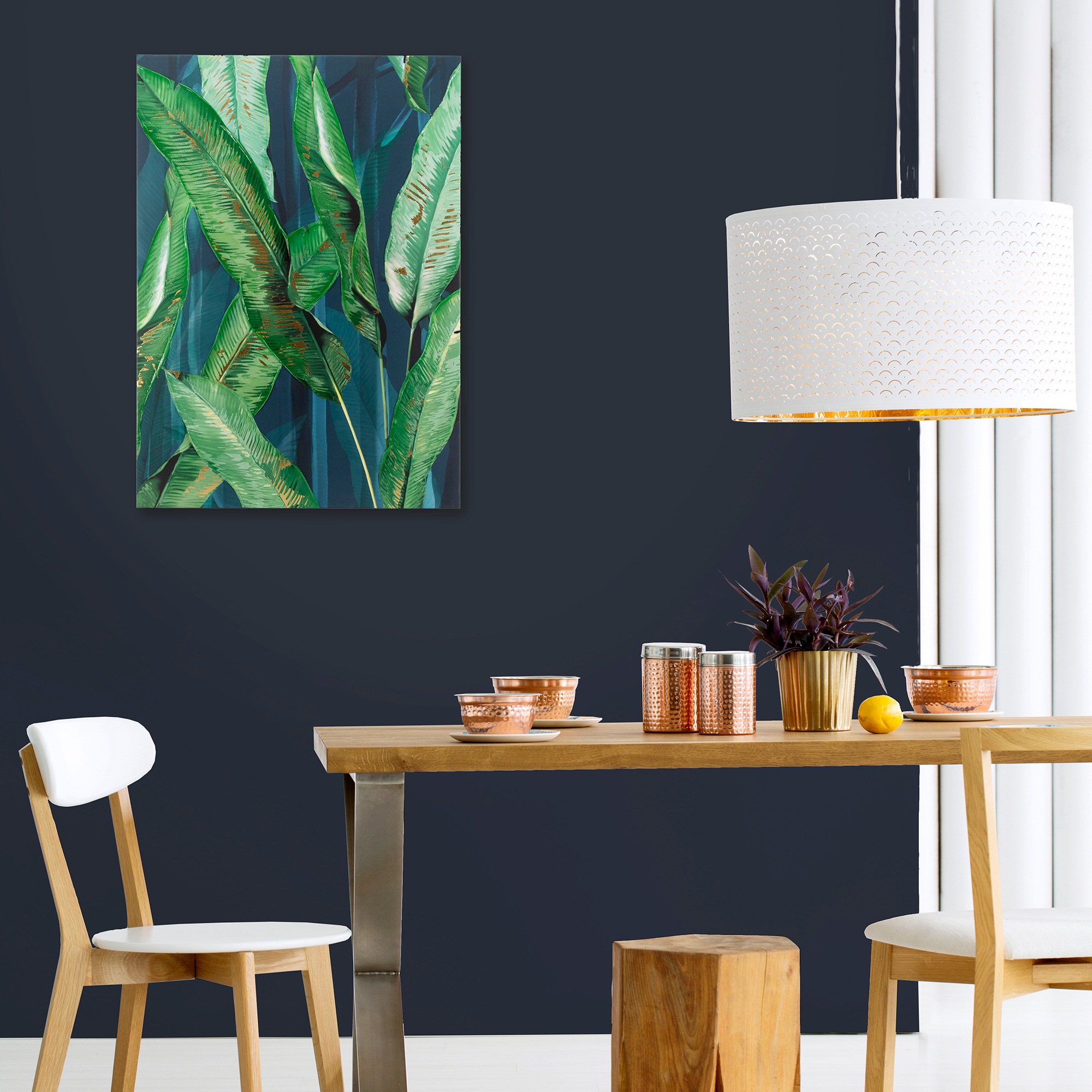 Art for the home Leinwandbild "Blatter" 1 Stk. tlg. Handgemalt Wandbild Gol günstig online kaufen