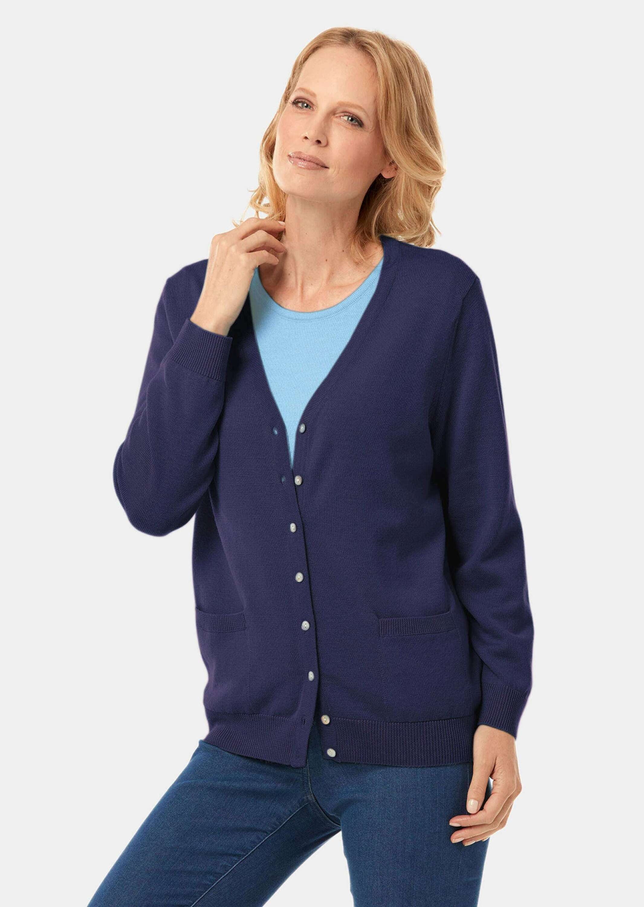 GOLDNER Strickjacke "Uni Merino-Cardigan Langarm" Reine Merinowolle günstig online kaufen