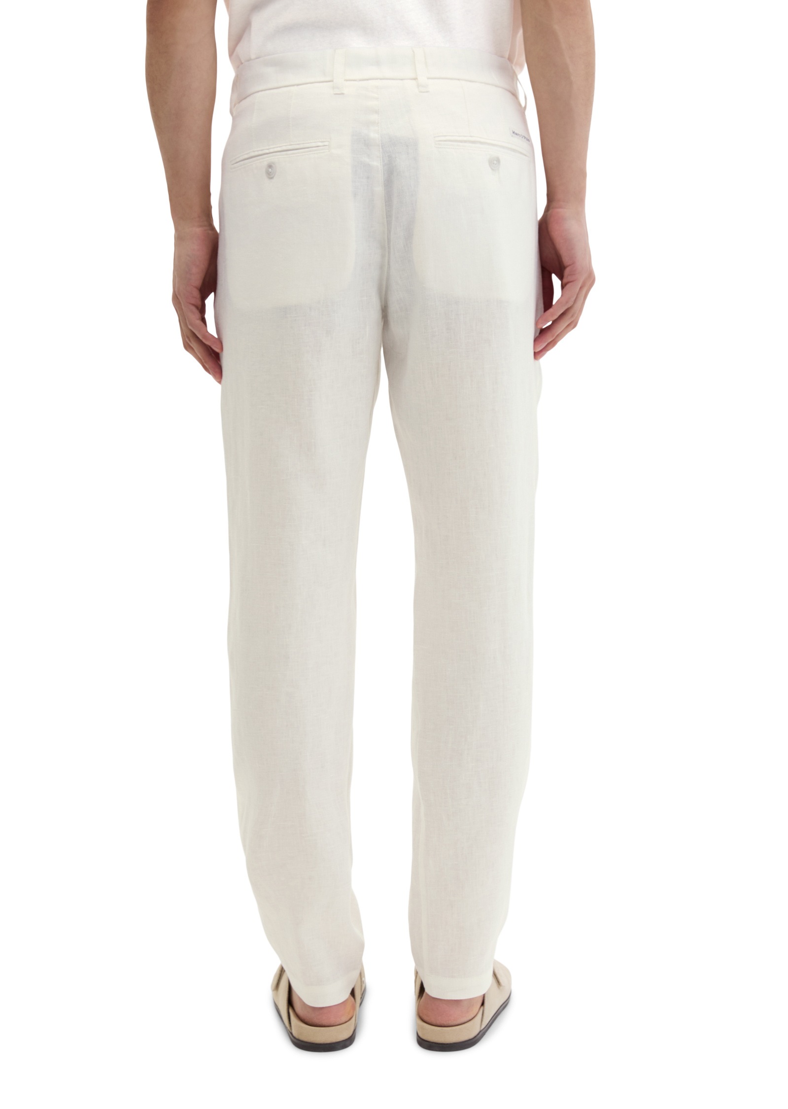 Chinohose MARC O'POLO "mit elastischem Bund", Damen, Gr. 33, Länge 30, silky weiß, Obermaterial: 100% Leinen, unifarben, normal, Hosen Chinohose 2