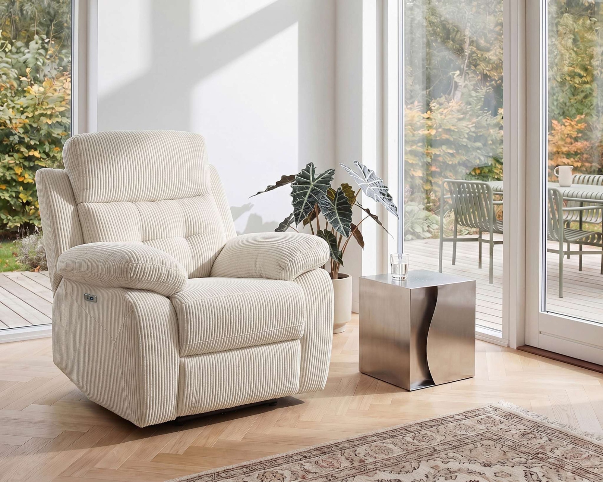 OTTO home Relaxsessel "Lannilis mit Liegefunktion, Fernsehsessel" mit manueller und elektrischer Relaxfunktion, creme