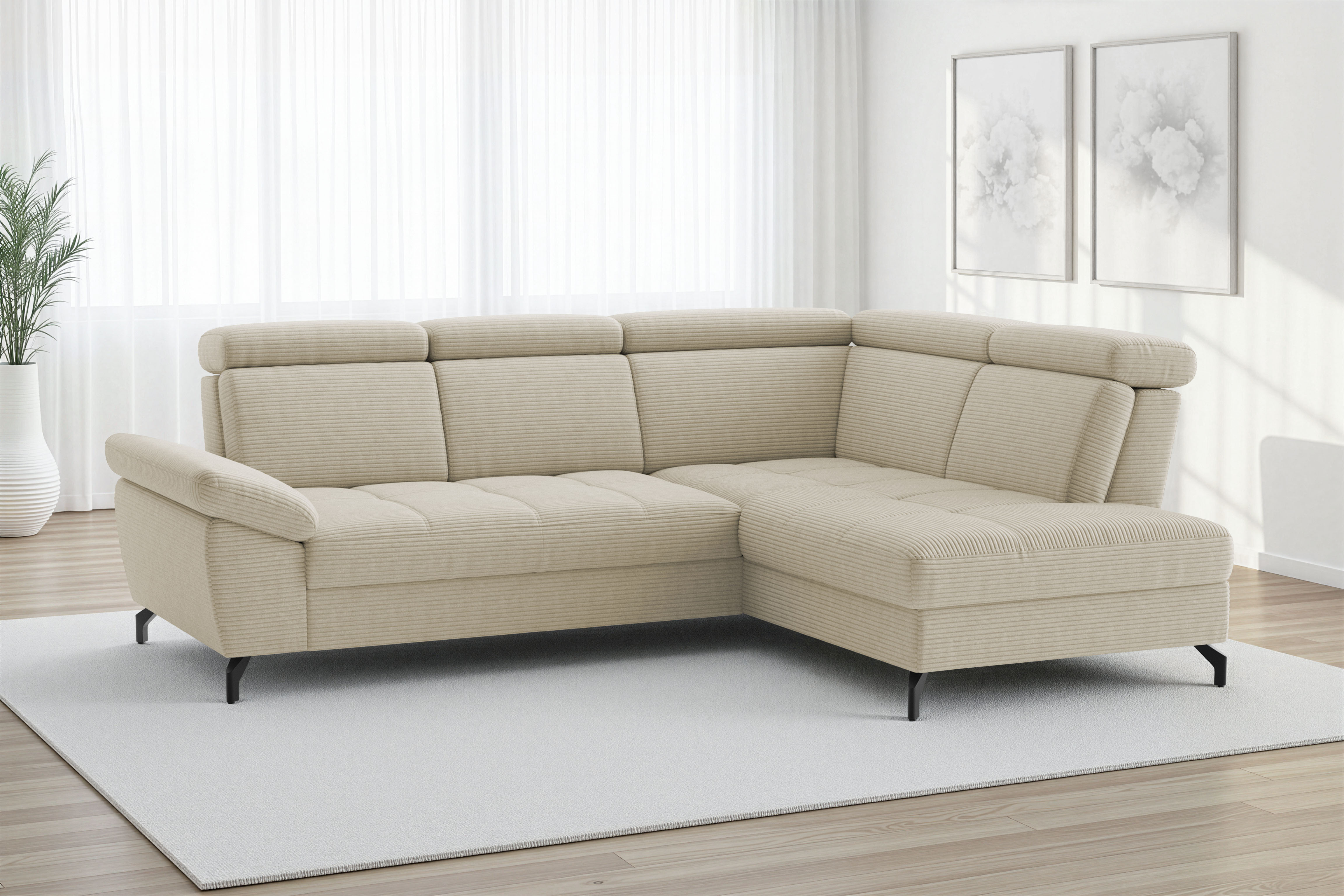 sit&more Ecksofa "Vanity; L-Form, B. 254 cm" Inkl.Sitz-,Kopf-und Armteilverstellung