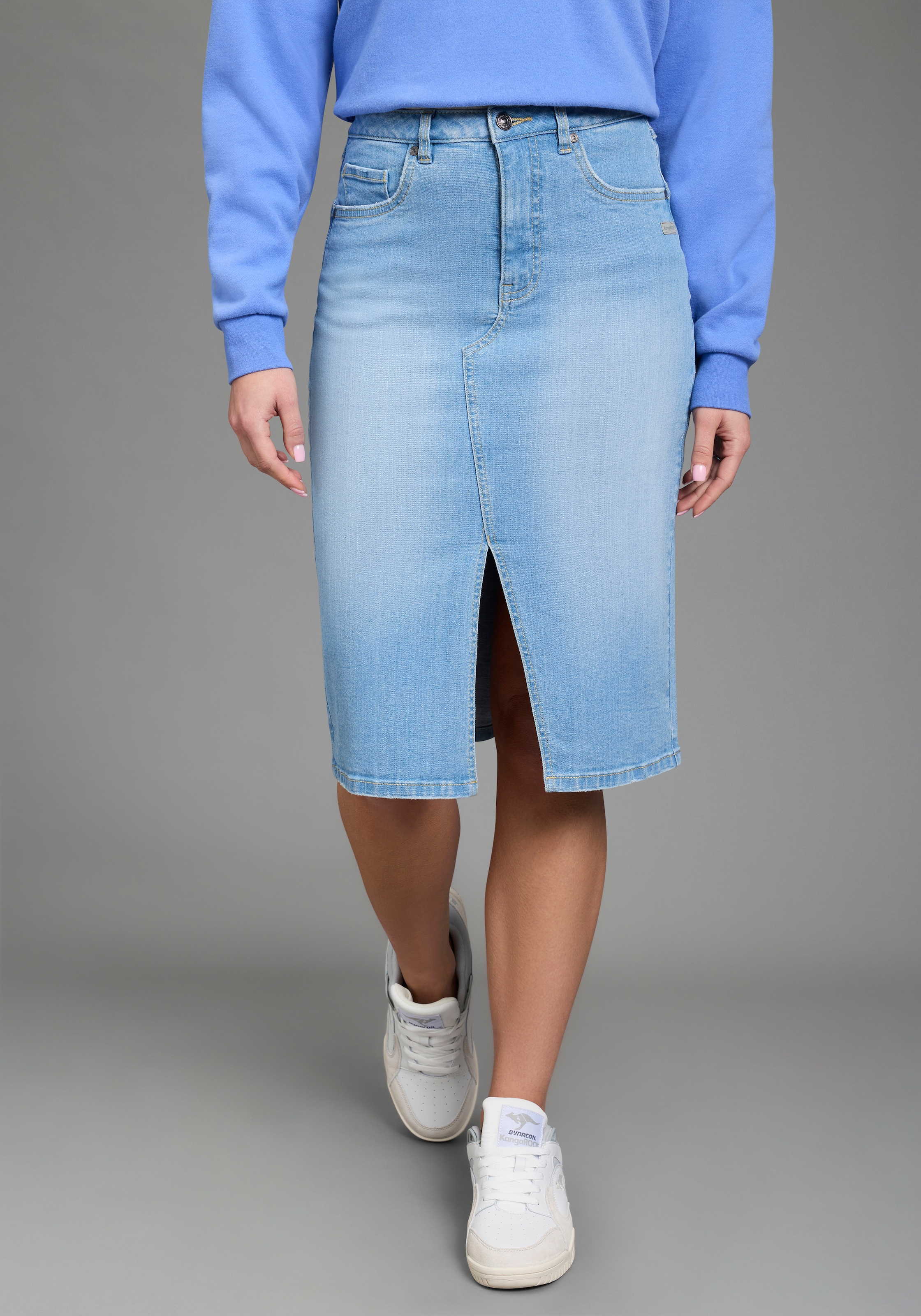 KangaROOS Jeansrock in Midilänge mit Schlitz günstig online kaufen