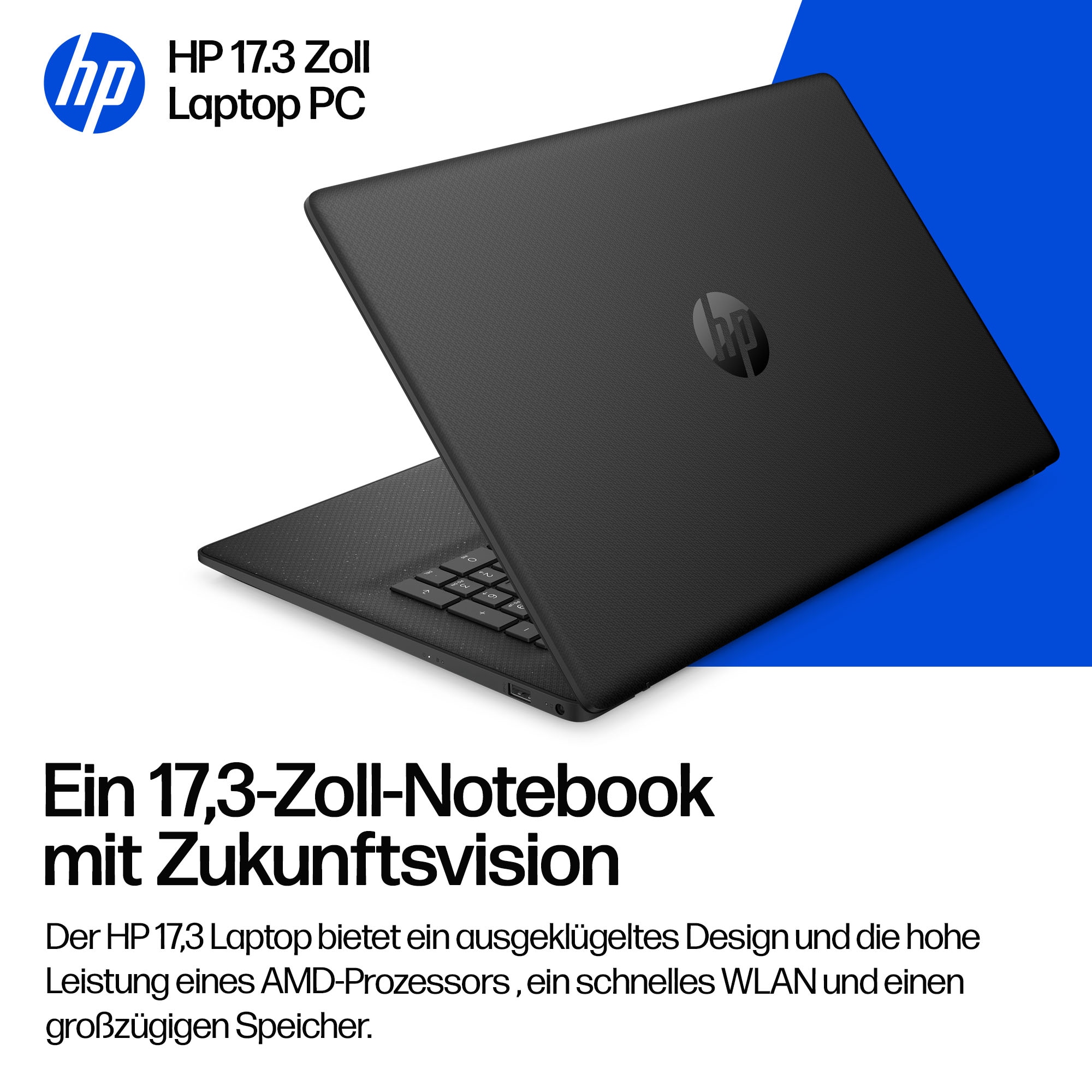 HP Notebook »17-cp AMD« 43,9 cm / 17,3 ″ AMD Ryzen 3 Radeon Graphics 512 GB SSD